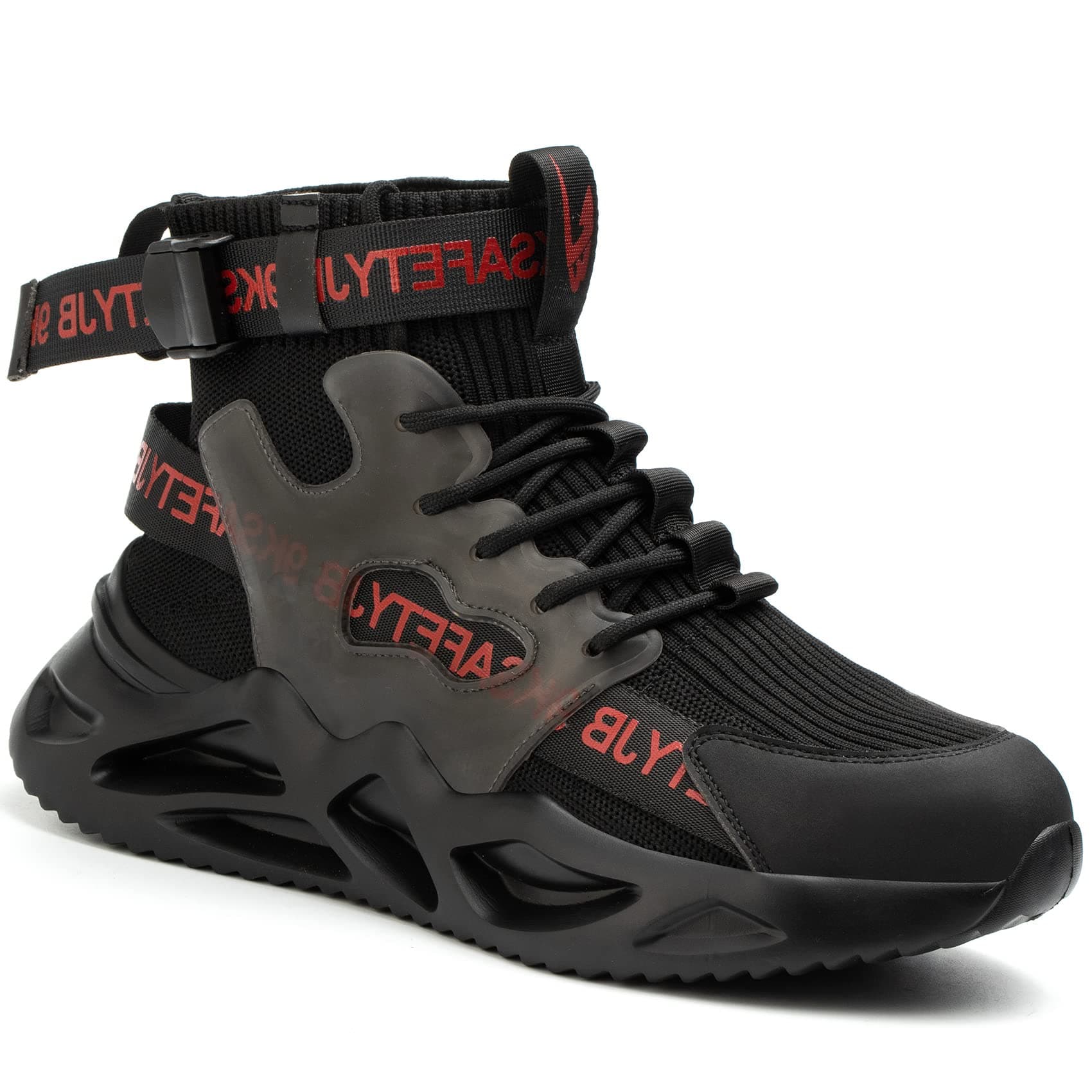 ORISTACO Steel Toe Safety High-Cut Boot, Breathable Lightweight Smash-Proof Industries Construction Work Shoes