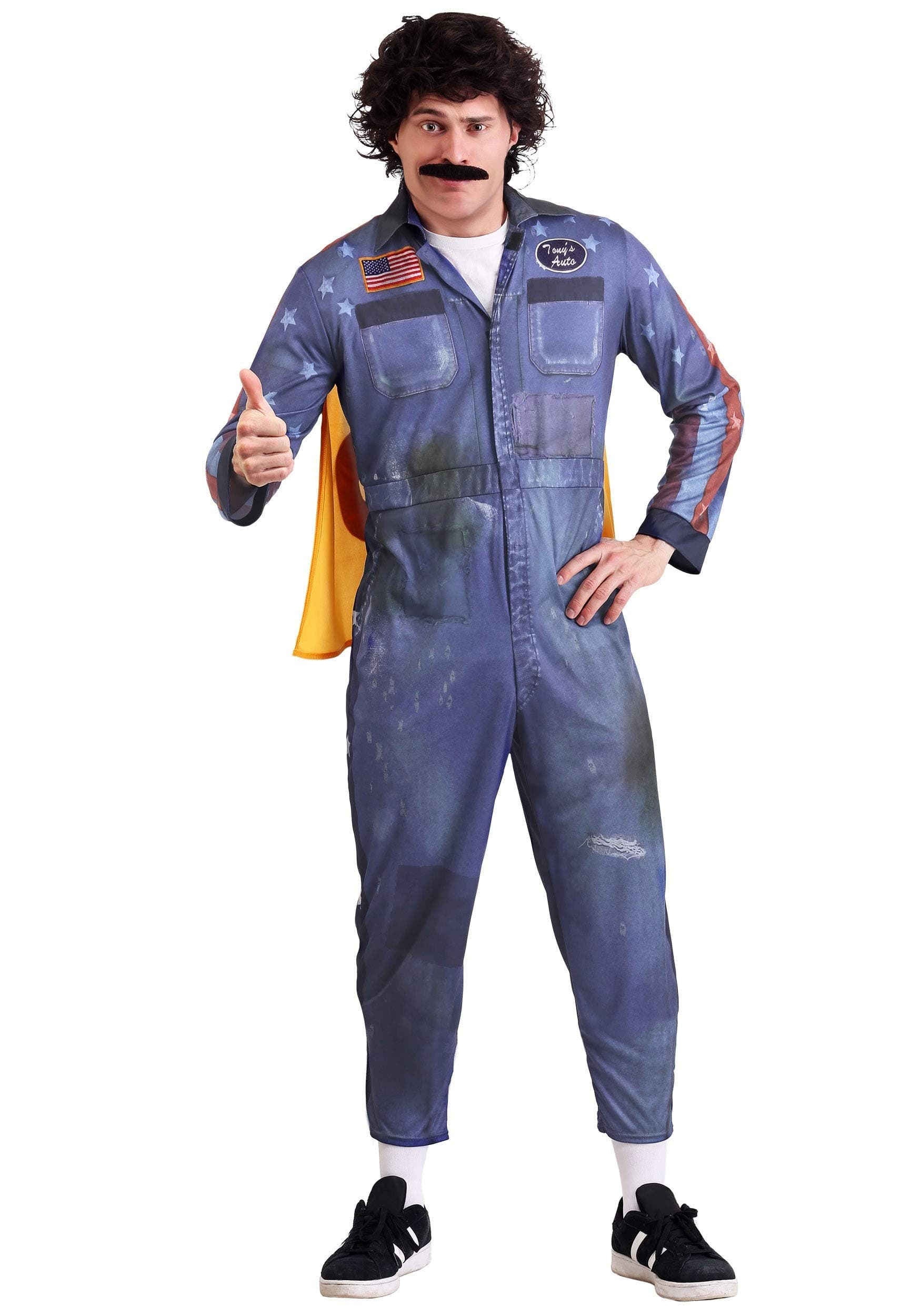 Adult Hot Rod Kimble Costume | Andy Samberg Hot Rod One Piece Jumpsuit with Attached Cape