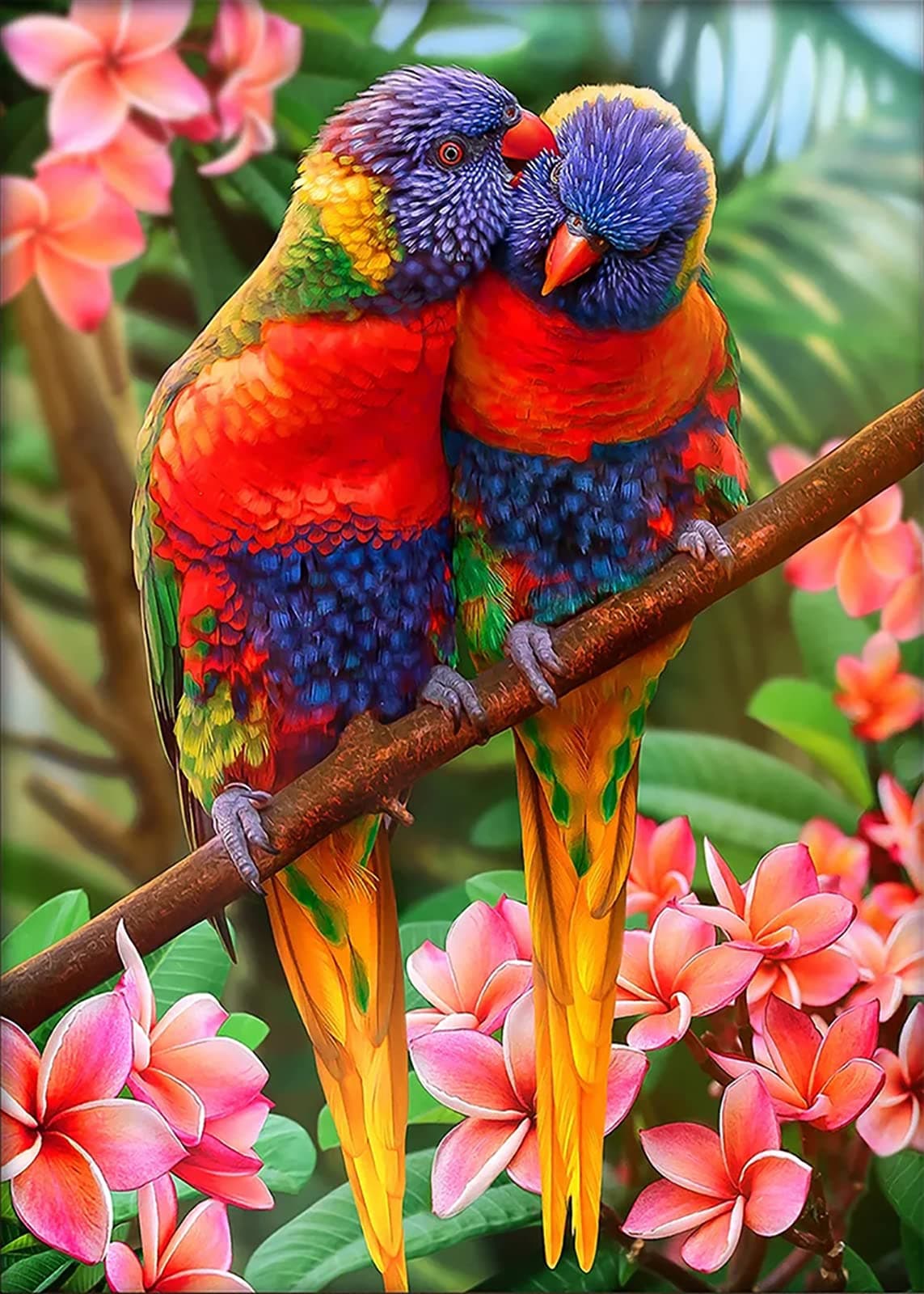 CHWGLFGG 5D Birds Diamond Painting Kits for Adults Beginners,Colorful Parrot Diamond Art Kit,DIY Animals Flowers Full Round Drill Gem Art Kits,Home Wall Decor 12 x 16 Inch