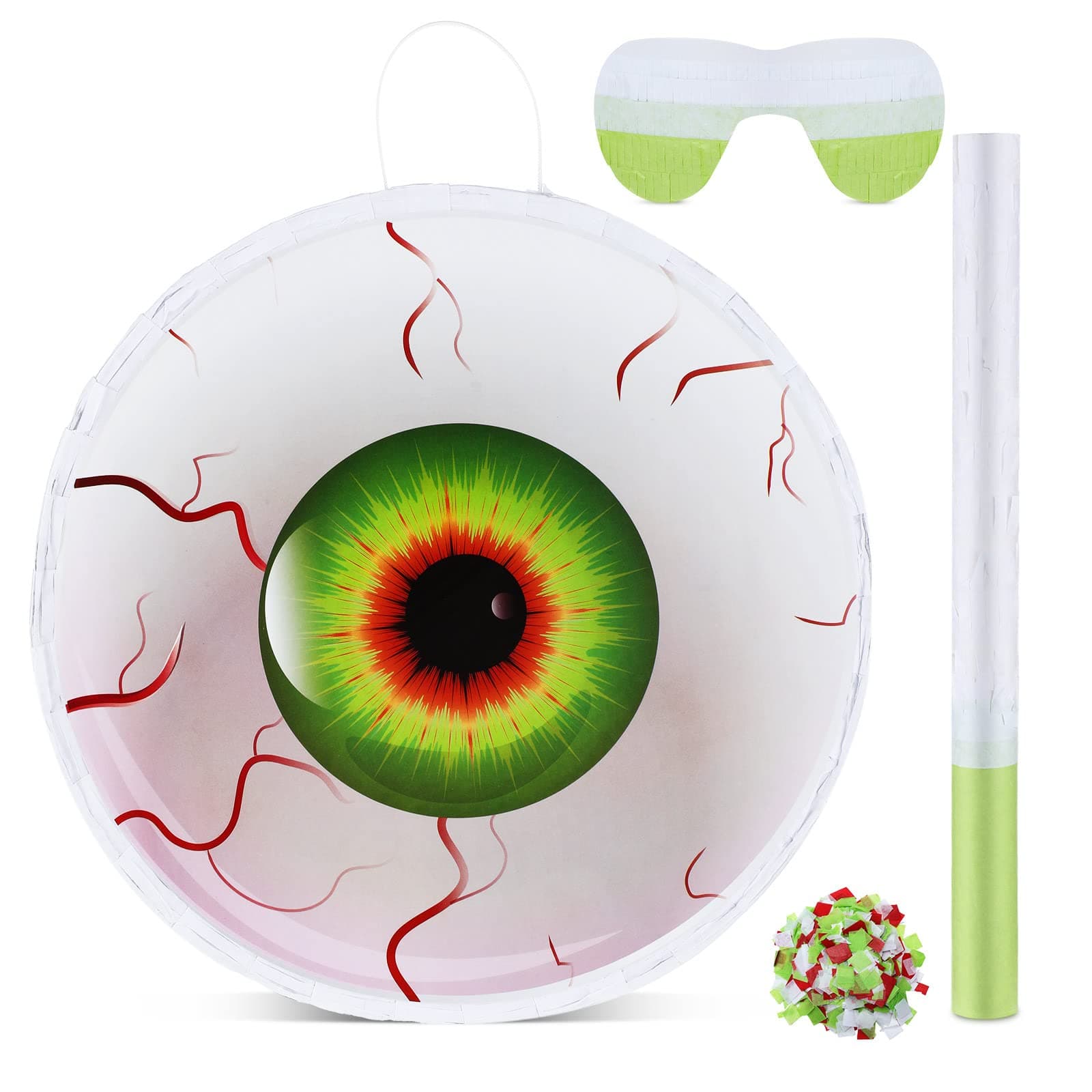 Halloween Spider Piñata with Piñata Stick Large Spider Piñata with Blindfold and Confetti for Halloween Party Decoration Birthday Party Favors(Eyeball)