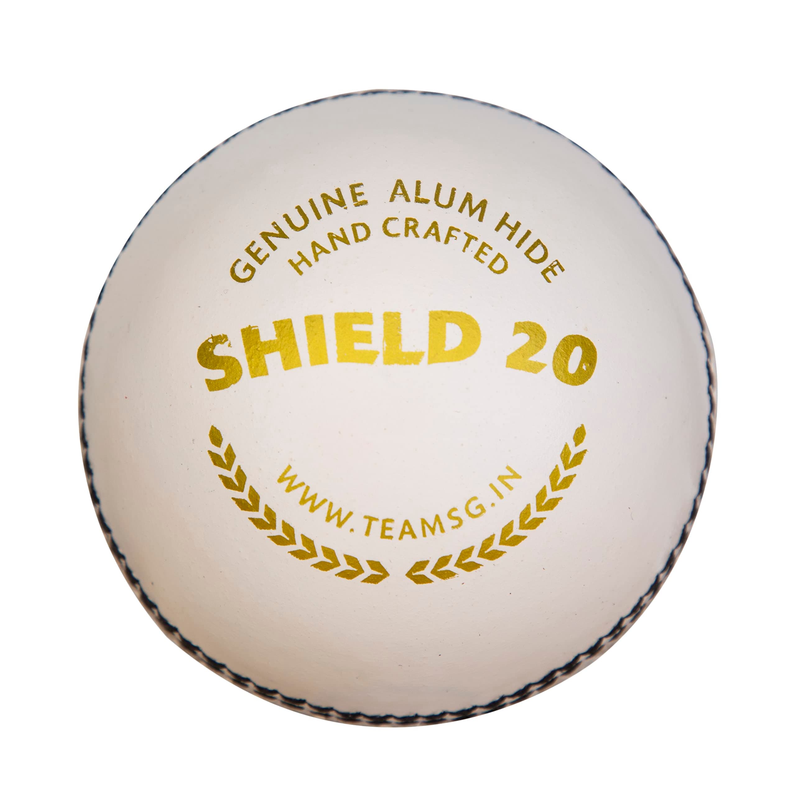 SG Cricket Shield 20 Premium Leather Ball (White & Red Color)
