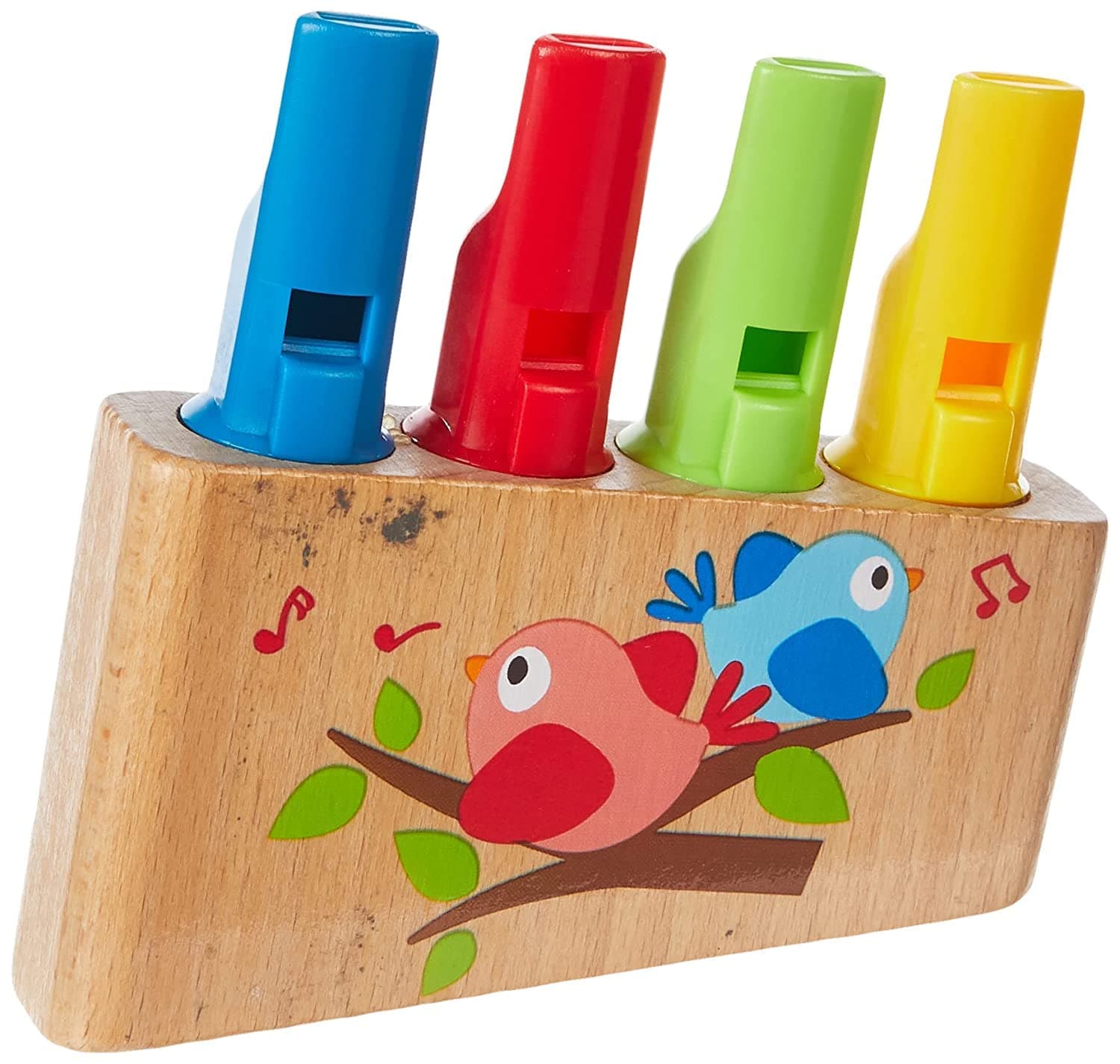 Hape Rainbow Pan Flute Toy| Birds Sound Flute For Kids| Wooden Pumping Flute for Toddlers| Four Sounds in One Flute| Multicolor Toy| Ages 3 years and Up
