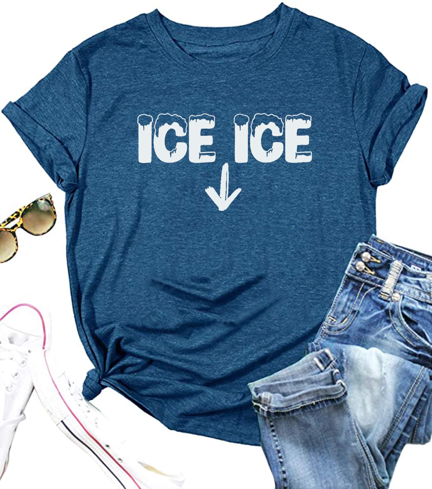 ZIFOTAIce Ice Baby Maternity T-Shirt Women Pregnancy Announcement Shirt Funny Letter Print Pregnant Mom Tee Tops