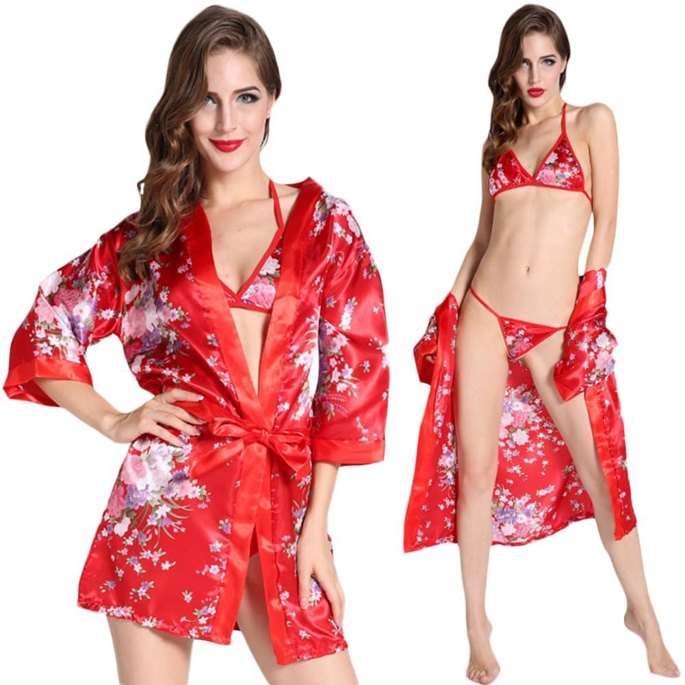 Joitoi 3 Pieces / Set Sexy Women Charming Lingerie Nightgown Night Dress