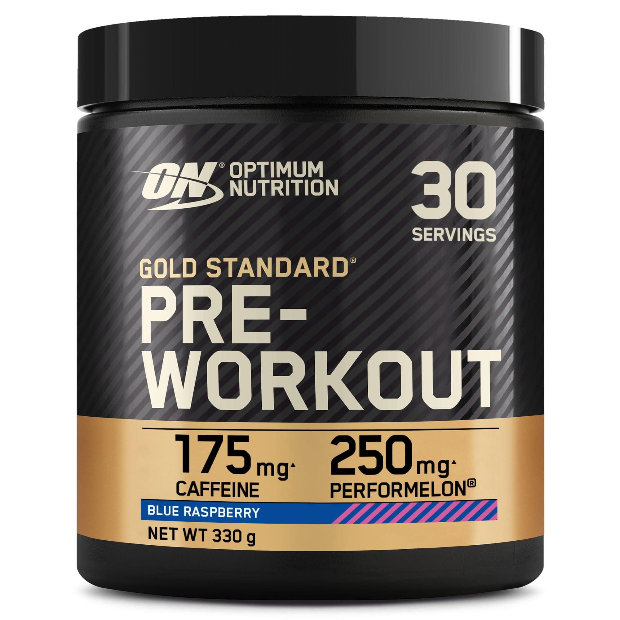 Optimum Nutrition Gold Standard Pre Workout Powder, Energy Drink with Creatine Monohydrate, Beta Alanine, Caffeine and Vitamin B Complex, Food Supplement, Blue Raspberry Flavour, 30 Servings, 330 g