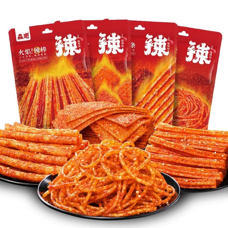 Spicy Strips Chinese Snack Hot Silk 108g/bags, Gluten, Leisure Snacks,lataio Spicy Strips Latio Latio Spicy Strips,spicy Strips - Spicy Gluten Latiao,spicy Strips Chinese Snack (Hot Strip,2 bag)