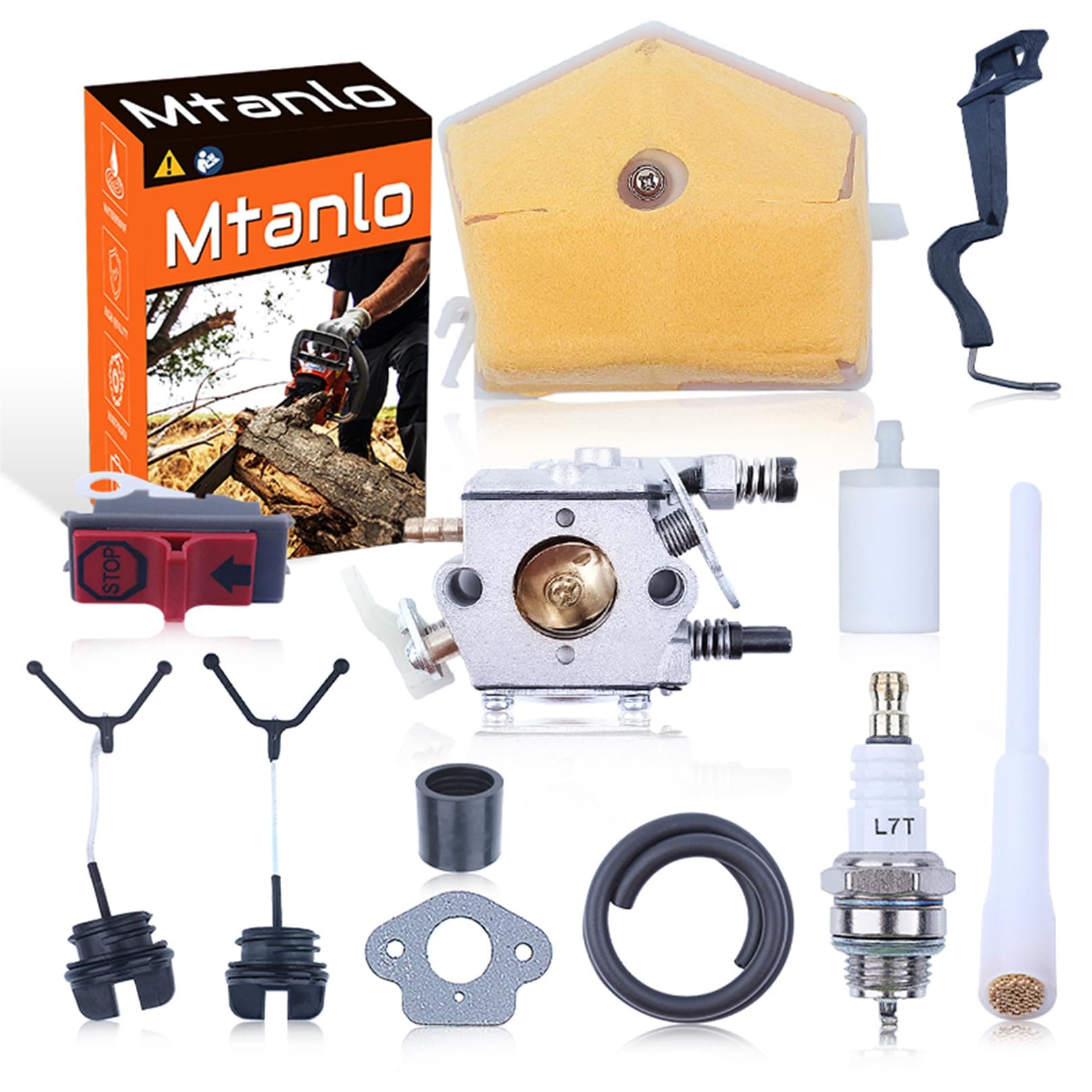 Carburetor Tune Up Kit for Husqvarna 55 51 Rancher Chainsaw Walbro WT-170-1 WT-170#503281504 with Air Filter Fuel Cap Choke Rod Parts