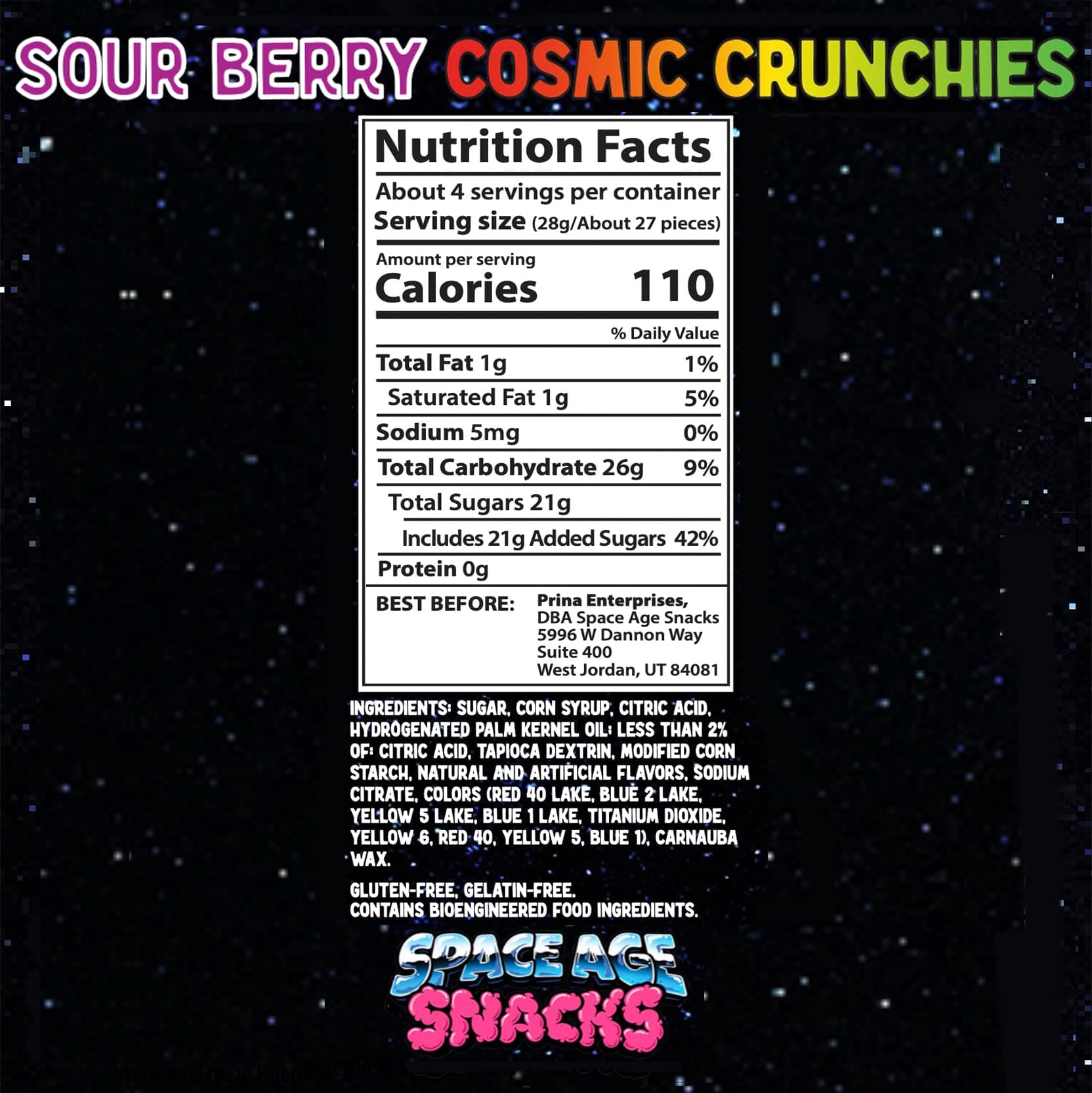 Premium Freeze Dried Sour Berry Cosmic Crunchies Candy - 4 Ounce of Cosmic Crunchies Freeze Dried Candy Shipped in Box for Extra Protection - Freeze Dry Candy Crunchies - Dry Freeze Candy for All Ages