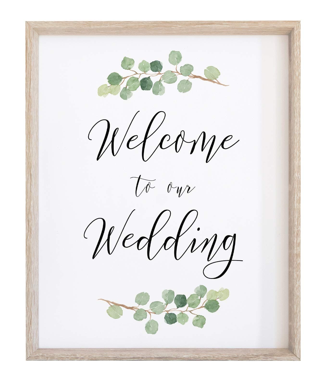 Welcome to our Wedding Sign for Reception or Ceremony | (1) 8x10 Watercolor Greenery with Eucalyptus Print on Thick Cardstock Paper | Wedding Decoration
