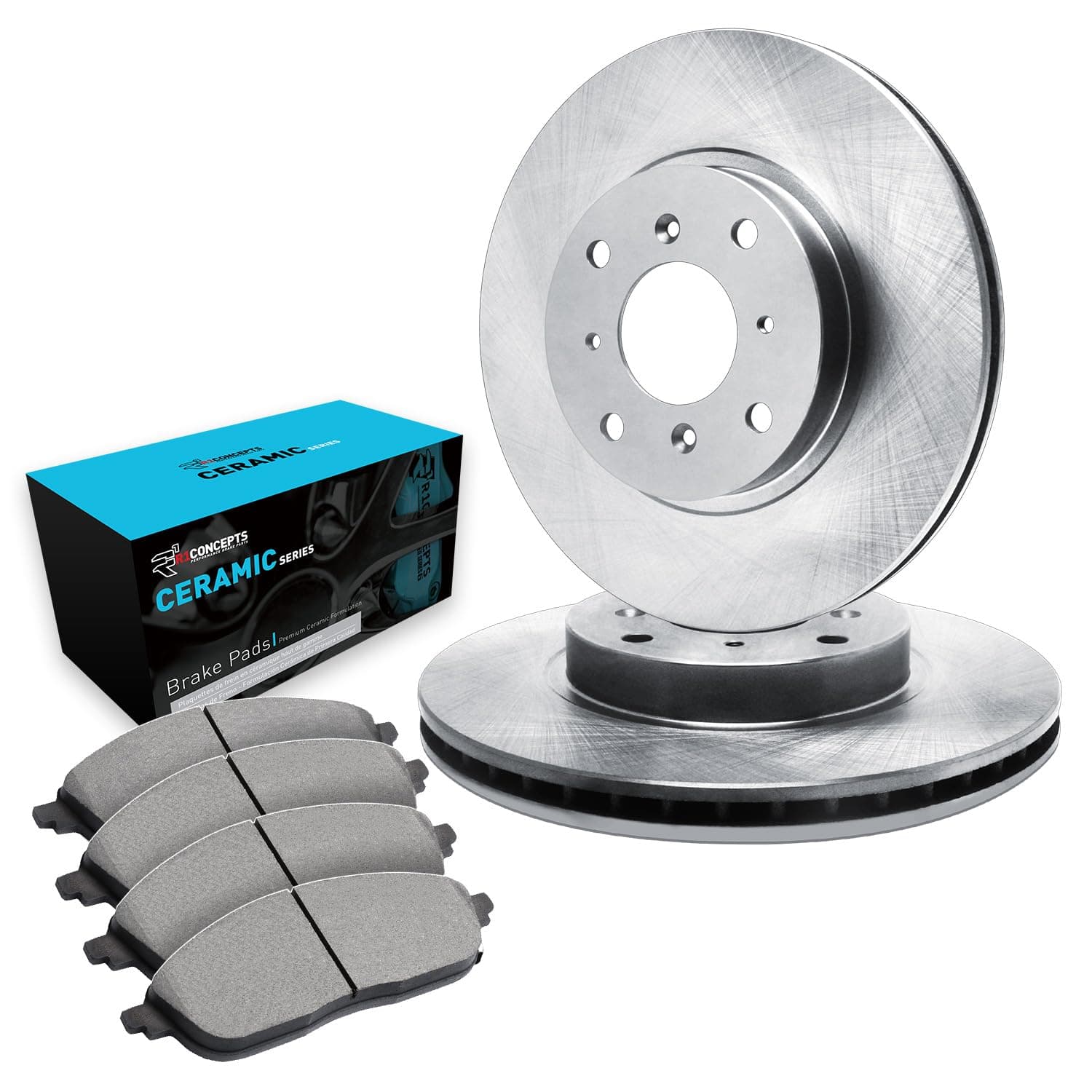 R1 Concepts Front Brake Kit For 2015-2019 Nissan Micra, 2012-2019 Nissan Versa| Blank Brake Rotors| Ceramic Brake Pads and Rotors Kit
