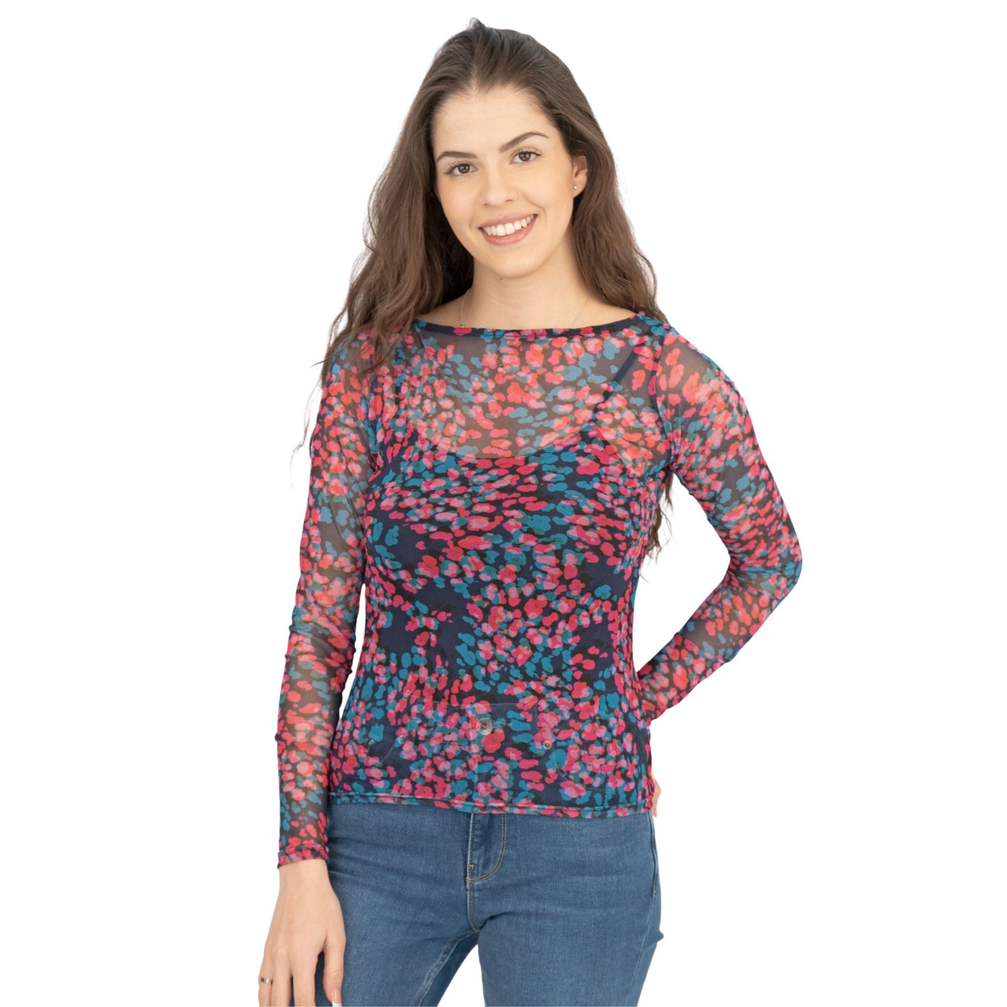 Ex Coast Womens Tops Elegant Mesh Blouse Long Sleeve Smart Casual Versatile Going Out Outfits