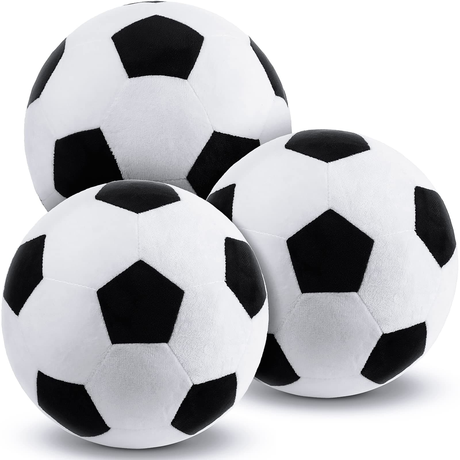 Harrycle 3 Pieces Plush Sports Balls Toys Sports Basketball Soccer Balls Football Stuffed Pillow Stuffed Plush Soft Sports Balls Pillow for Room Bedroom Gifts, 7.87 Inches(Soccer)