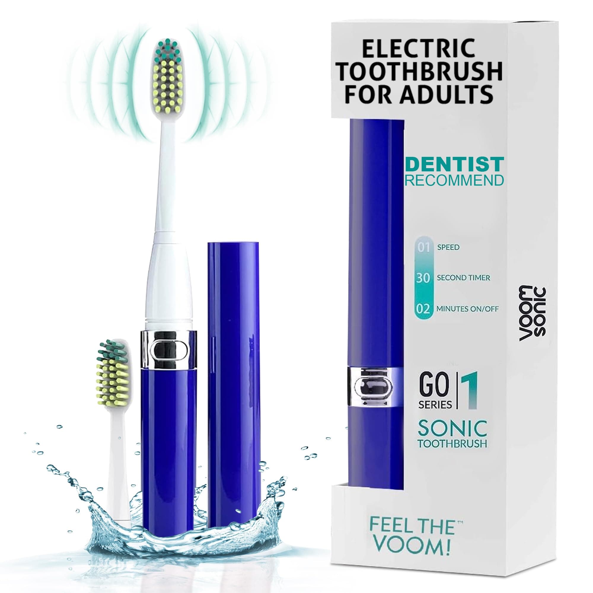 Go 1 Series Travel Electric Toothbrush | Travel Toothbrushes - Battery Operated Toothbrush for Adults & Kids, Dentist Recommended Toothbrush, Portable w/ 2 Minute Timer (Royal Blue)