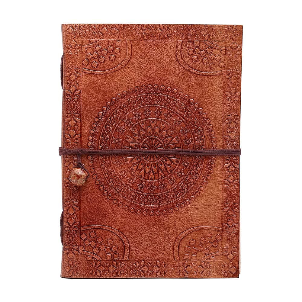 EleetHandmade Unlined Leather Journal for Men and Women- Vintage Handcrafted Large Notebook Diary for Writing (5" x 7", Calming Mandala)