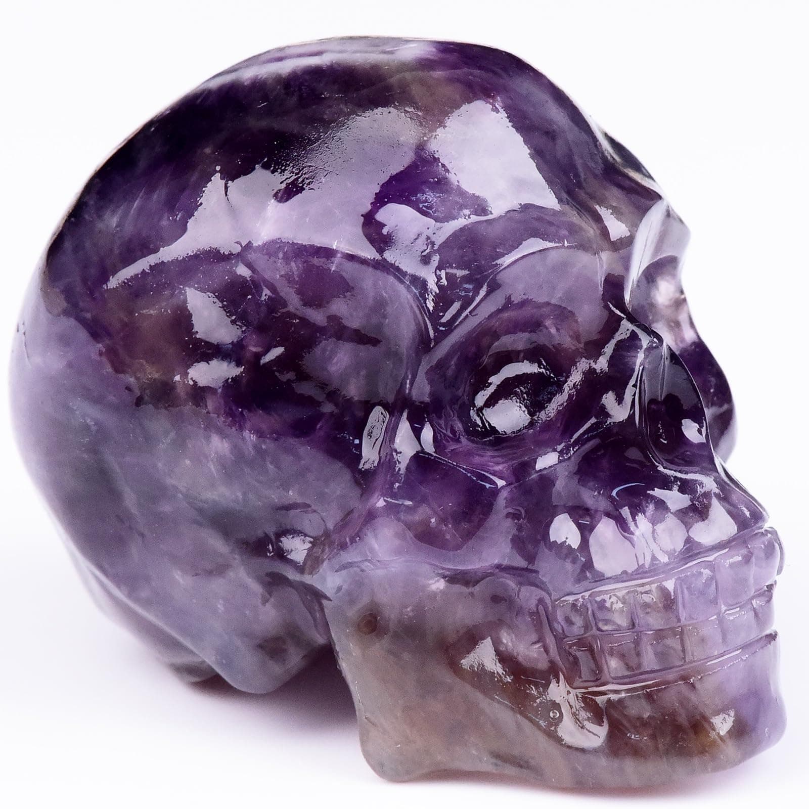 2 Inch Dream Amethyst Crystal Skulls Decor,Human Skull Sculpture Statues Healing Crystal Decor,Halloween Skull Figurines,Home Office Decoration Christmas Meditation Gifts for Men Women