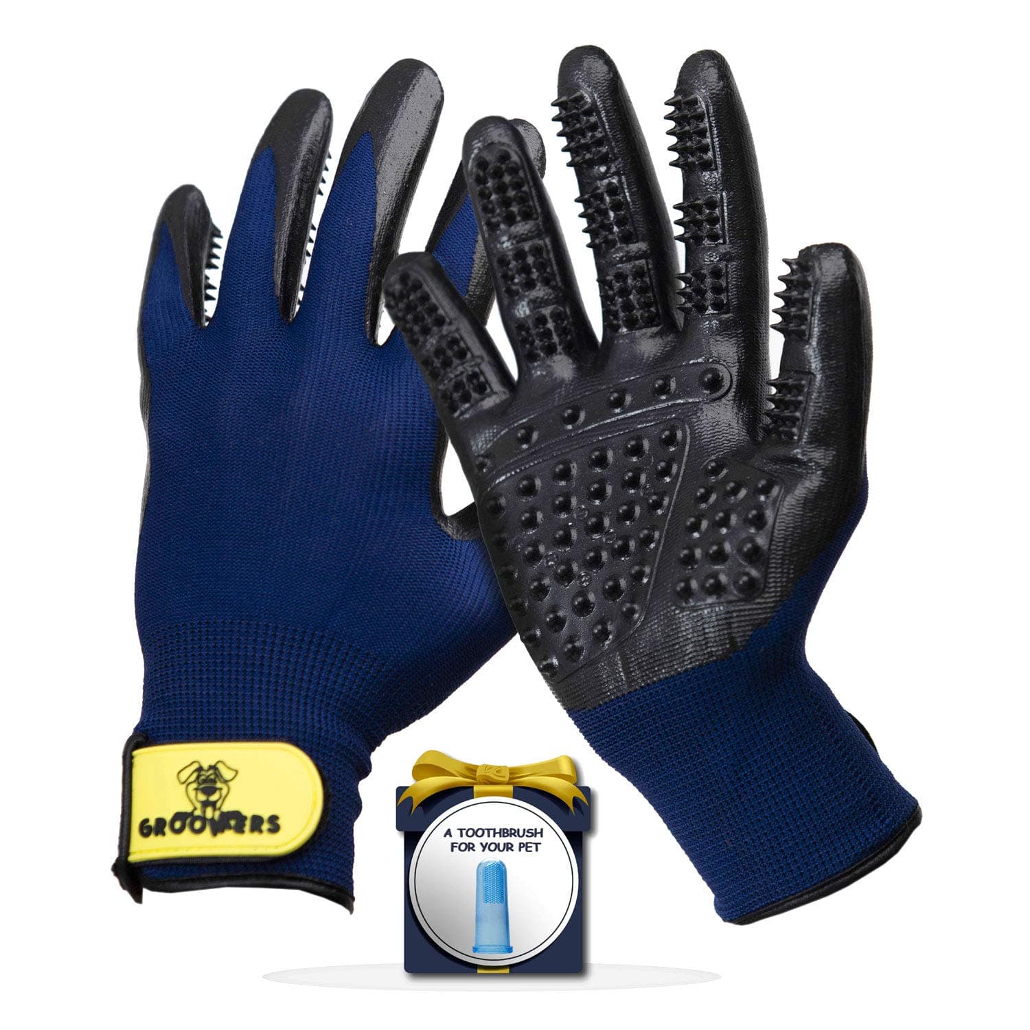 Pet Grooming Gloves - Deshedding Glove Brush & Pet Hair Remover for Dogs, Cats & Horses with Long or Short Fur –Bathing, Combing, Massage & Shedding Mitt for Dogs – Relaxing & Calming, 1 Pair