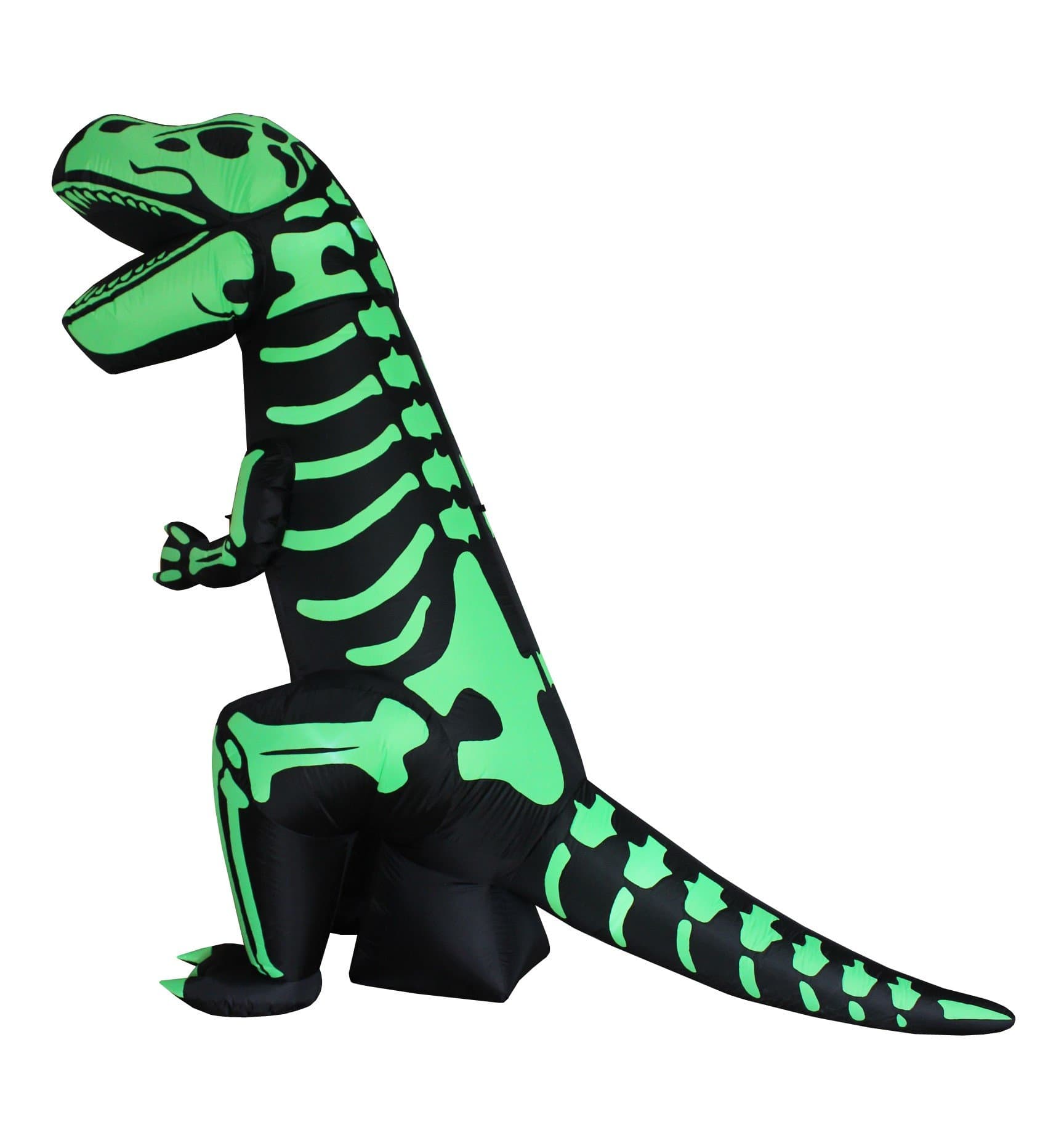 8 Foot Tall Halloween Inflatable Green Skeleton Dinosaur Tyrannosaurus T-Rex Lights Outdoor Indoor Holiday Decorations, Blow Up LED Lighted Yard Decor, Giant Lawn Inflatables for Home Family Party