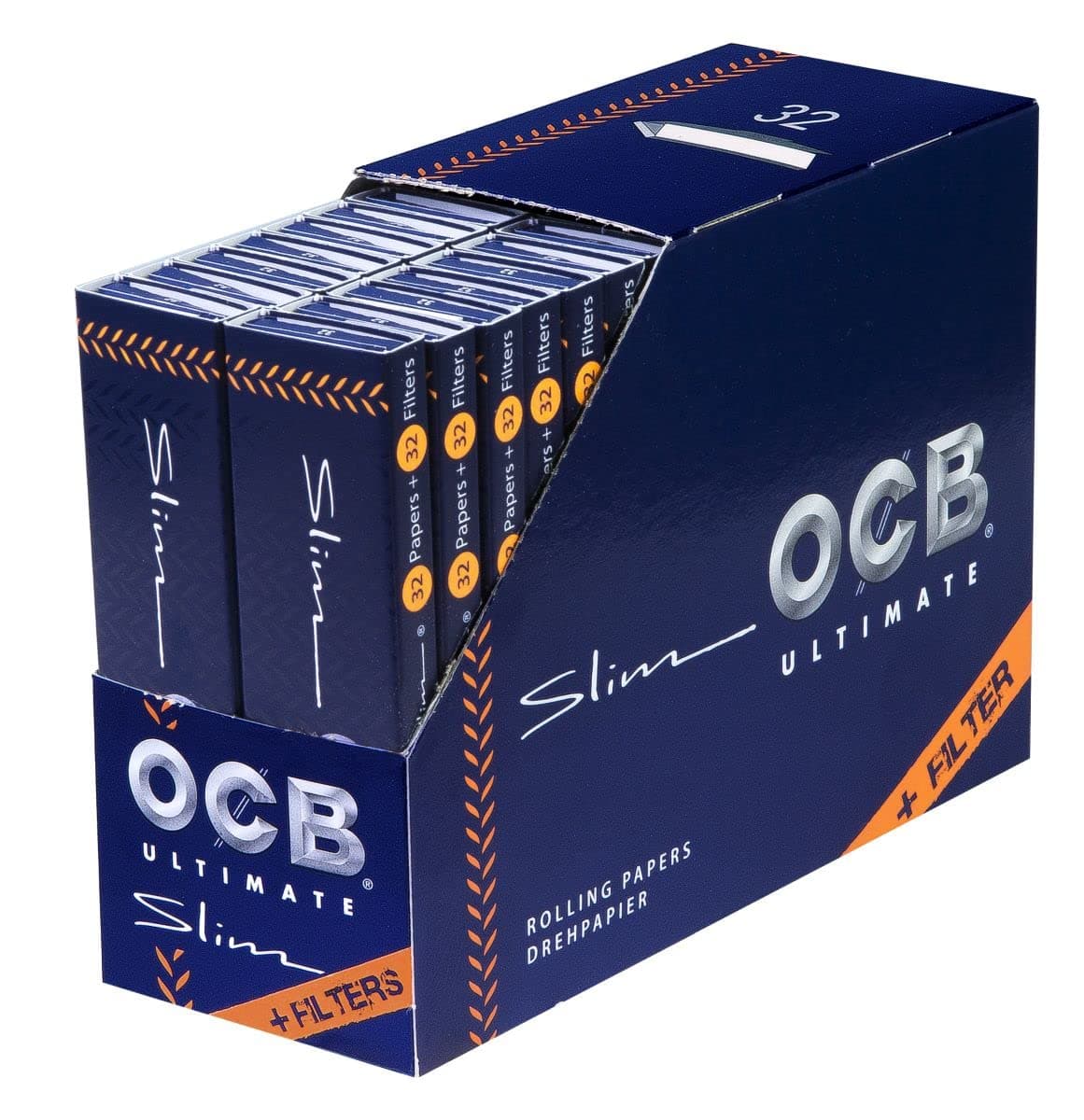 OCB Ultimate Slim Rolling Papers with Filter Tips 32 Booklets x 32