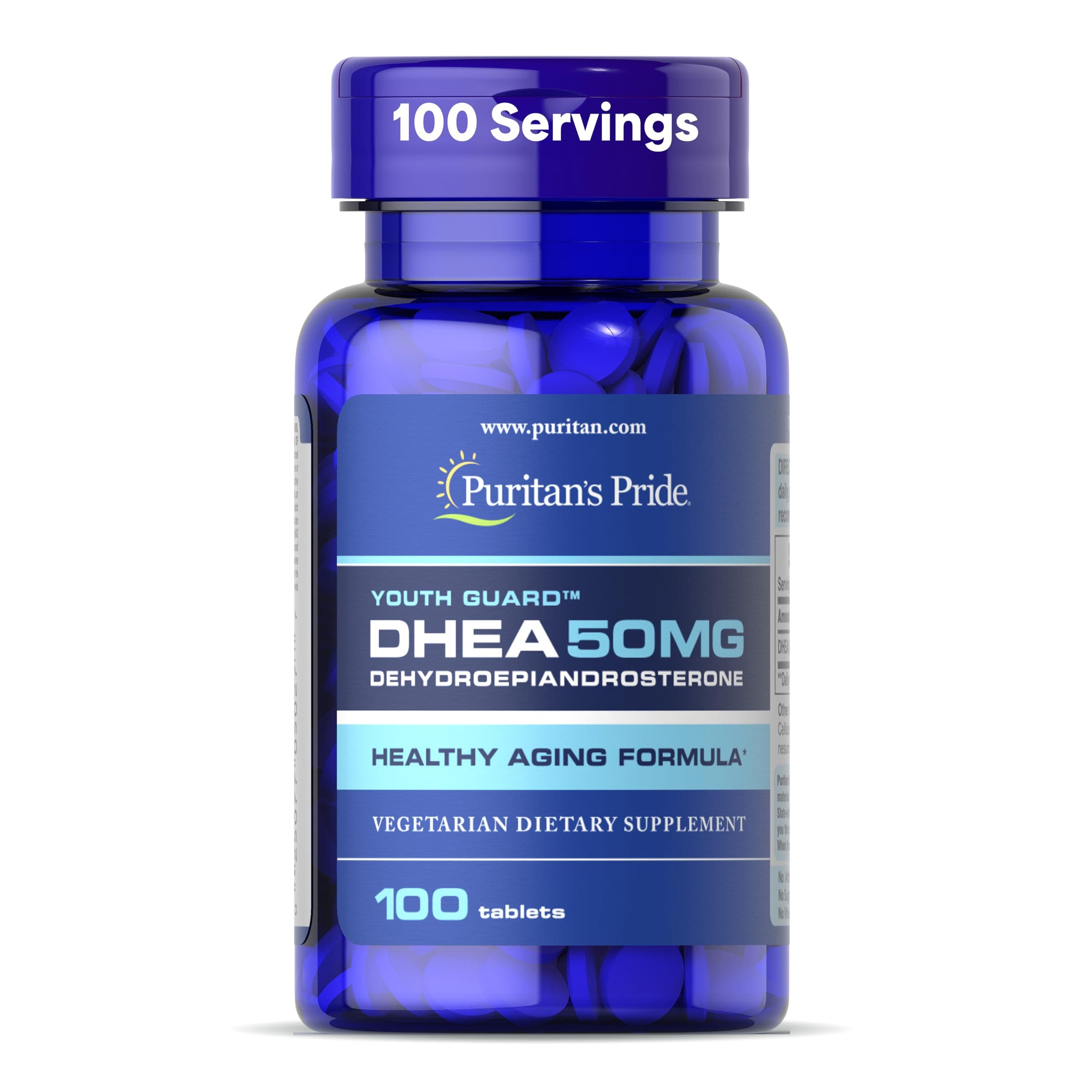Youth Guard™ DHEA for Women and Men 50mg, Dietary Supplement for Healthy Aging, 3 Month Supply, 100 Tablets