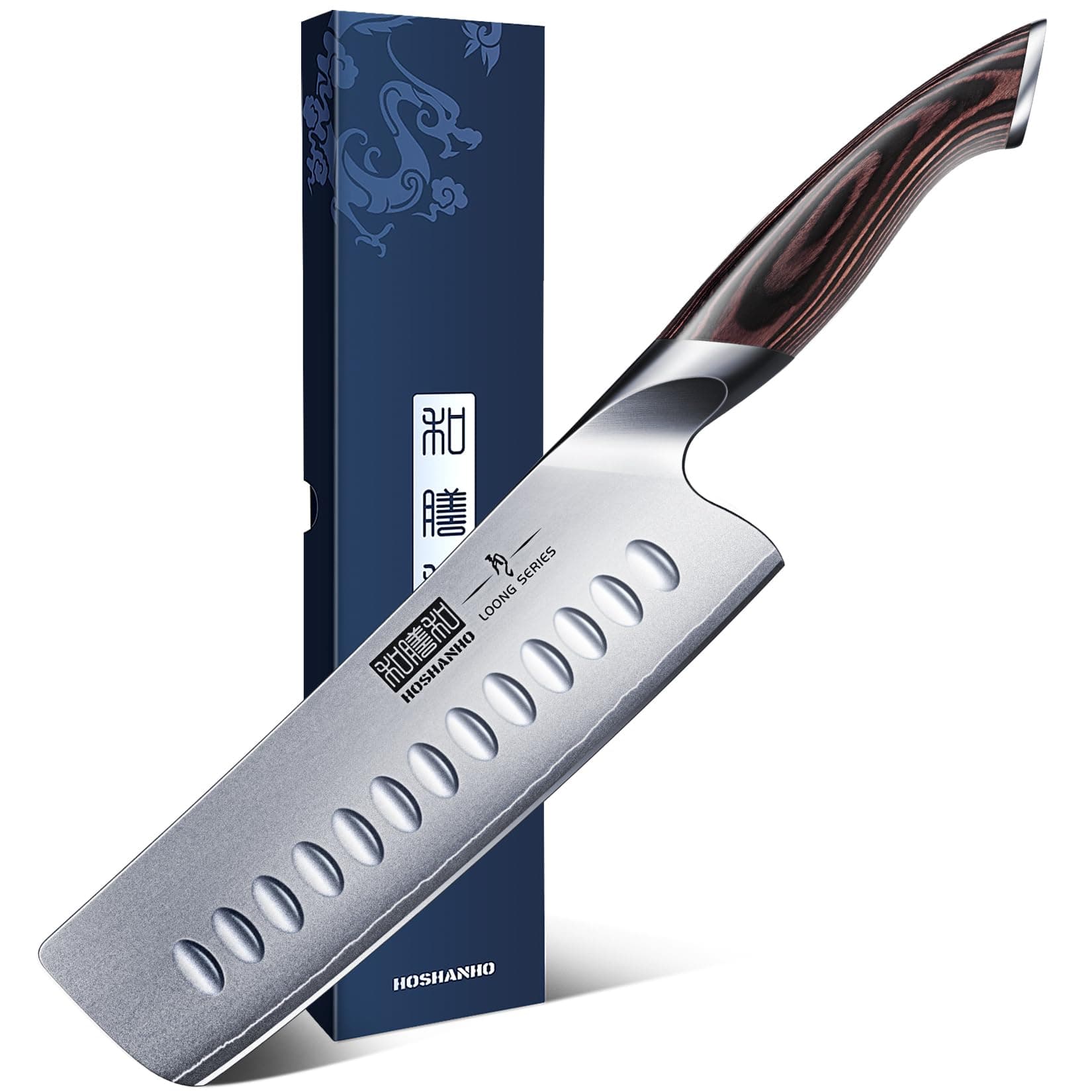 HOSHANHO 7 Inch Nakiri Knife, Japanese High Carbon Stainless Steel Chef Knife, Multipurpose Meat Vegetable Sharp Kitchen Knife with Ergonomic Pakkawood Handle