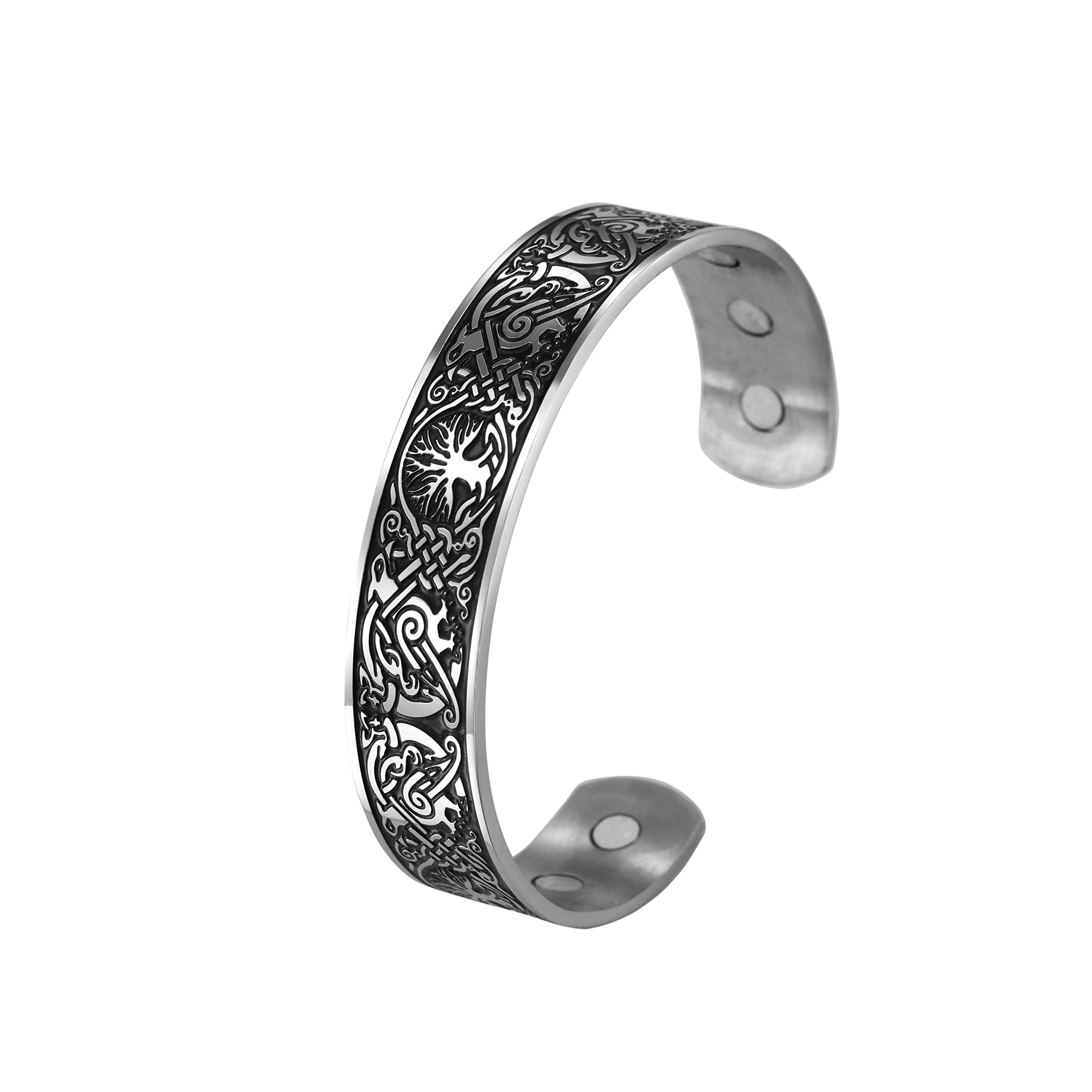 cooltimeAncient Nordic Tree of Life Odin's Raven Magnetic Bracelet Cuff