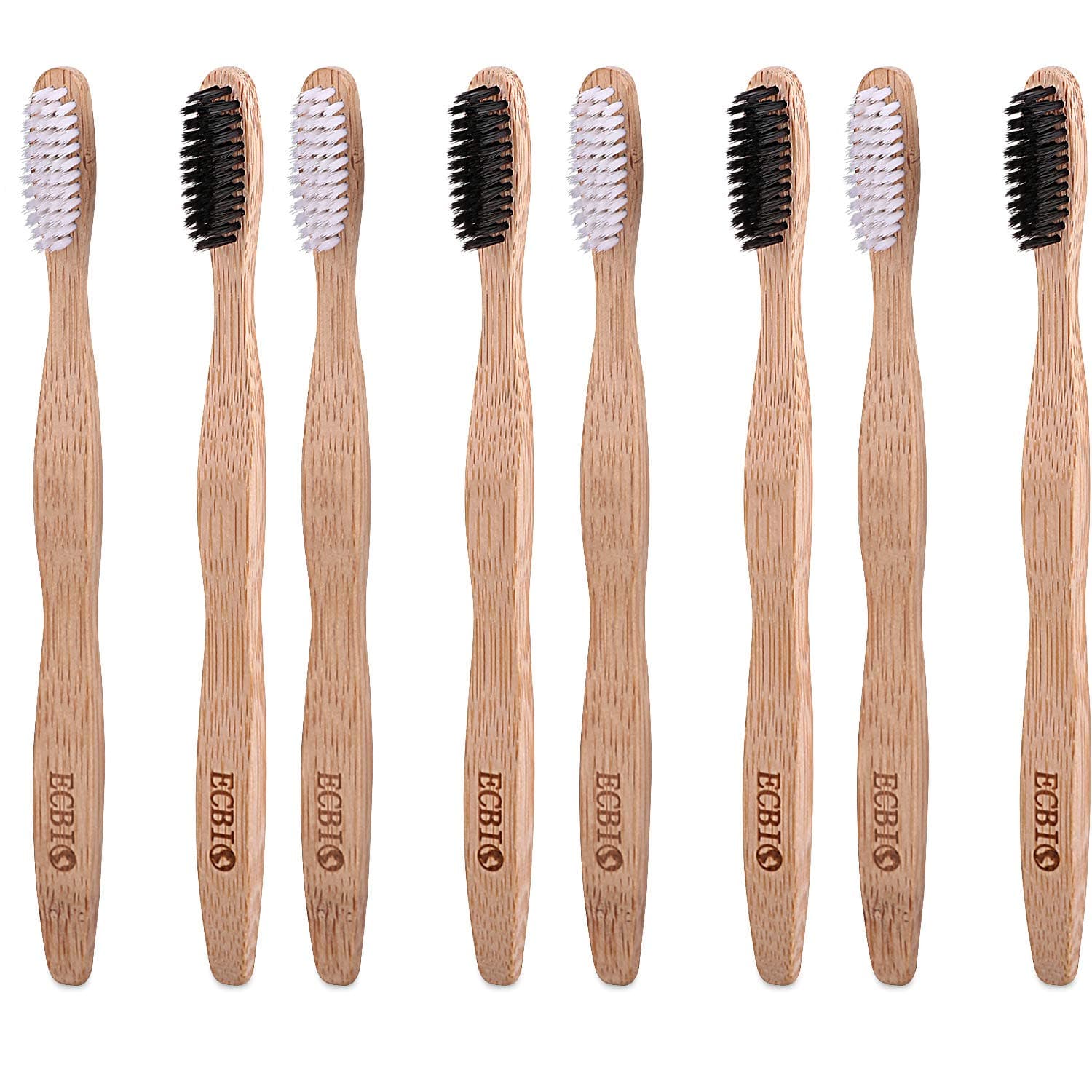 ECBIO Eco-Friendly Natural Bamboo Charcoal Toothbrush Soft Bristles | Biodegradable, Compostable, Eco Friendly, Natural, Organic, Vegan) (B076JC3ZW3)