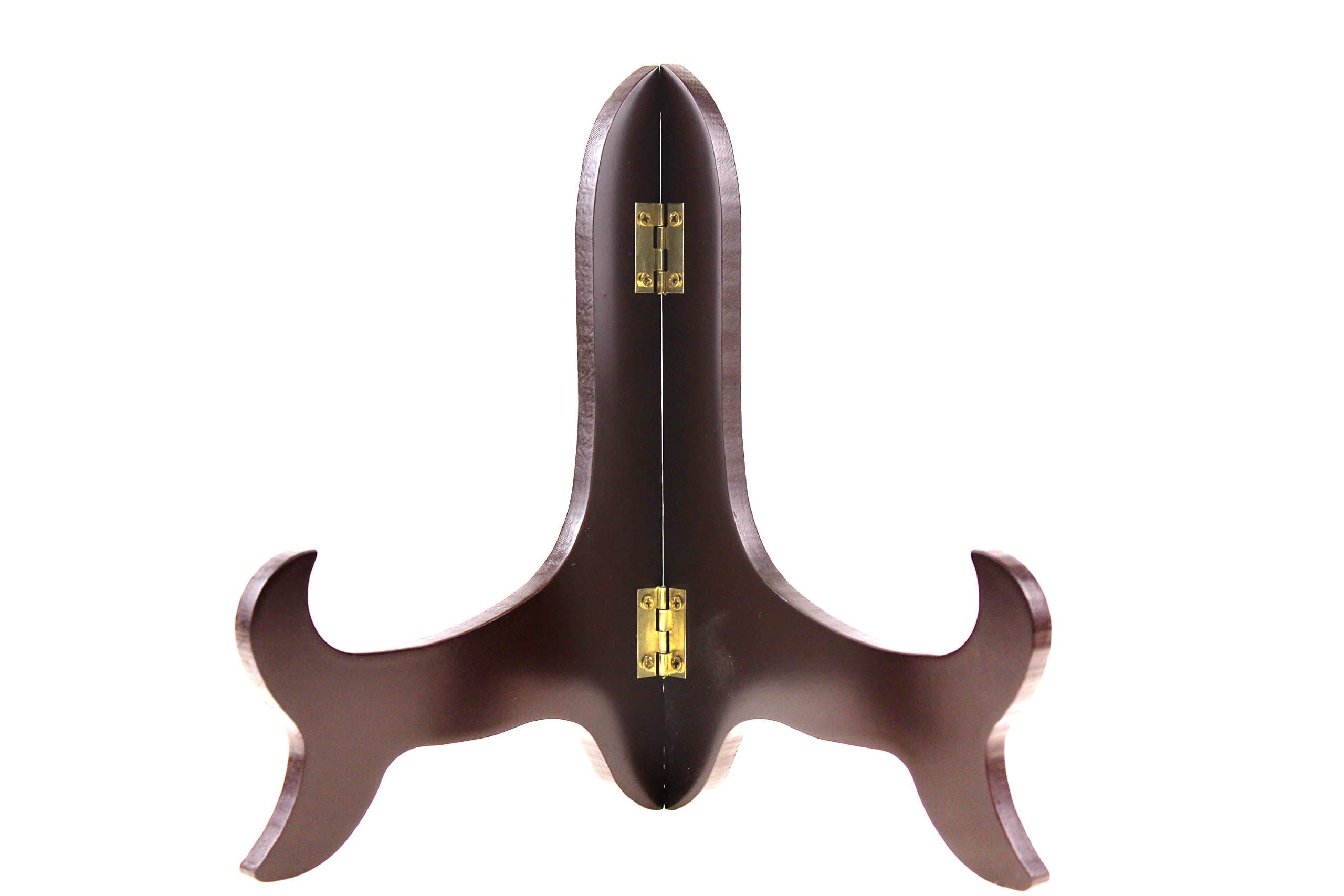 Oriental Furniture Luxury Dark Composite Wood Plate Stand Easel Holder Wooden Display Stand with Brass Hinges for 4 to 15 Inch Plates (8" Suitable 10-11.5 inch Plate)