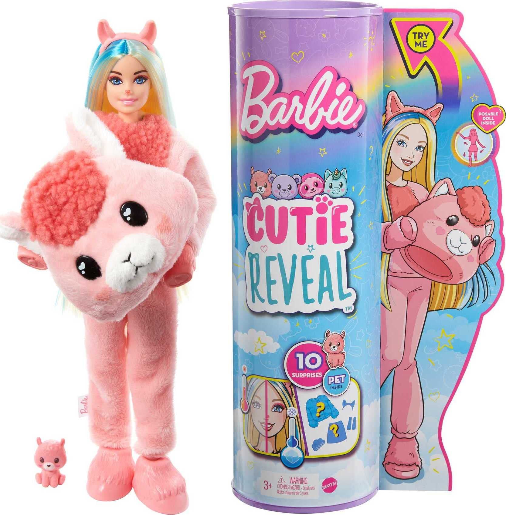 Cutie Reveal Doll, Fantasy Series Llama Plush Costume, 10 Surprises Including Mini Pet & Color Change
