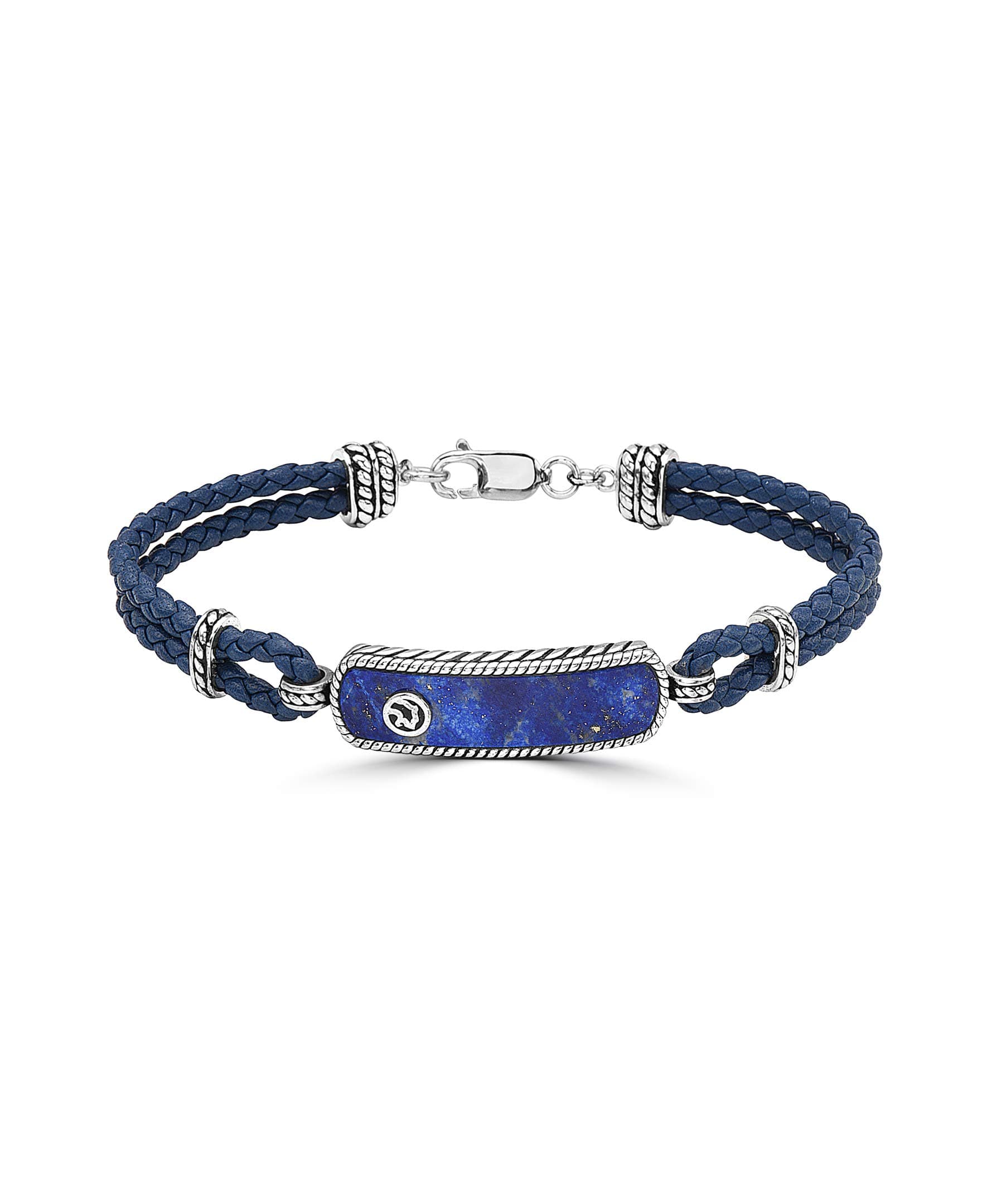 Jewelry Lapis Lazuli ID Bracelet in 925 Sterling Silver/Leather, 7.8 TWC IBK0M654L1