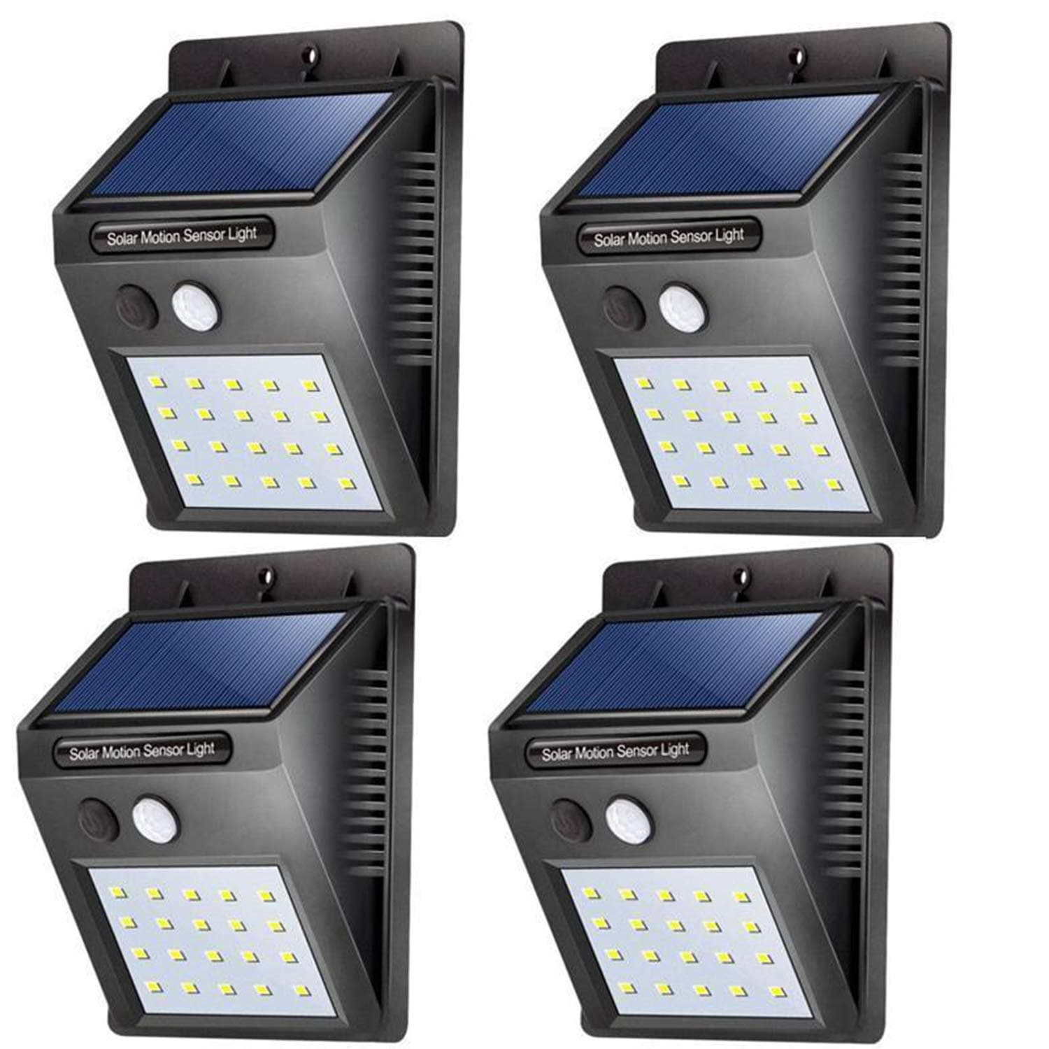 【4 pack】 35 LED Solar Lights Outdoor Waterproof Solar Motion Sensor Light Wireless Lights Outside Wall Lamp for Driveway Patio Garden Path - blue