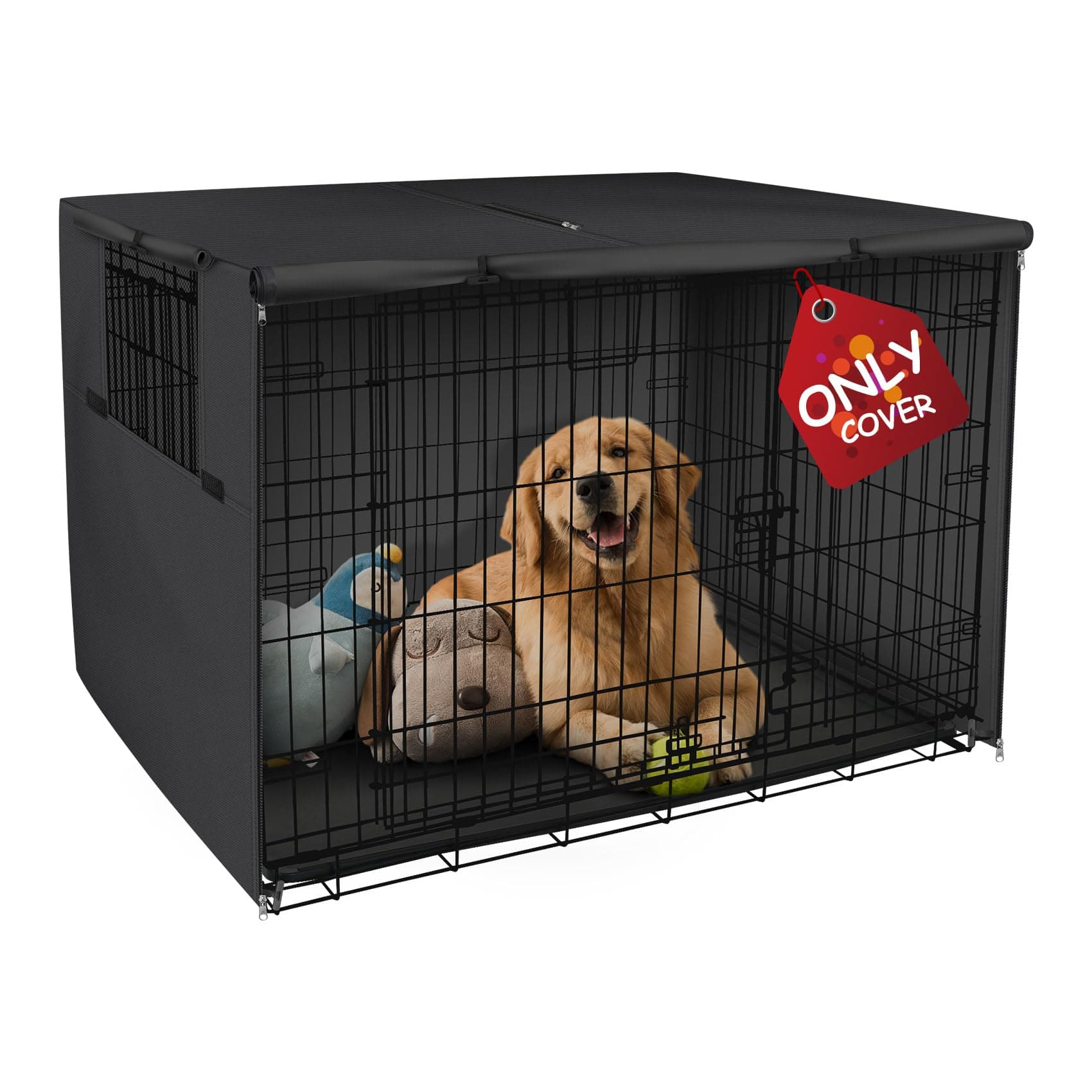 Dog Crate Cover Heavy Duty Polyester Pet Kennel Sunshade Universal Fit for 36 inches Wire Cage (Black)