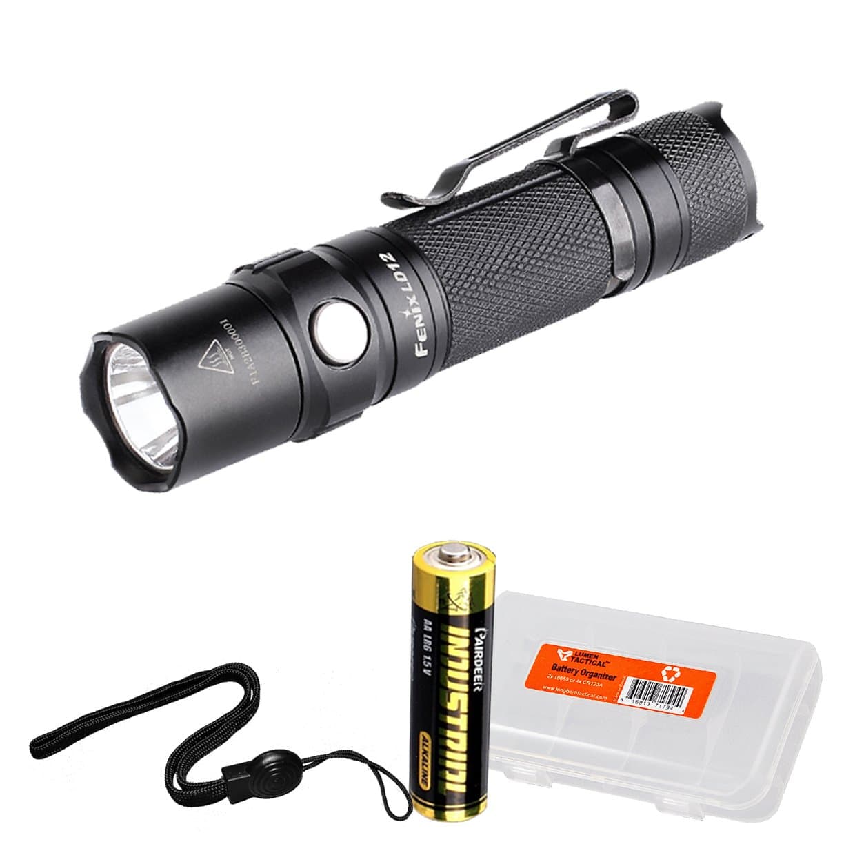 Fenix LD12 2017 Edition 320 Lumen EDC LED Flashlight with Fenix AA and LumenTac Battery Organizer