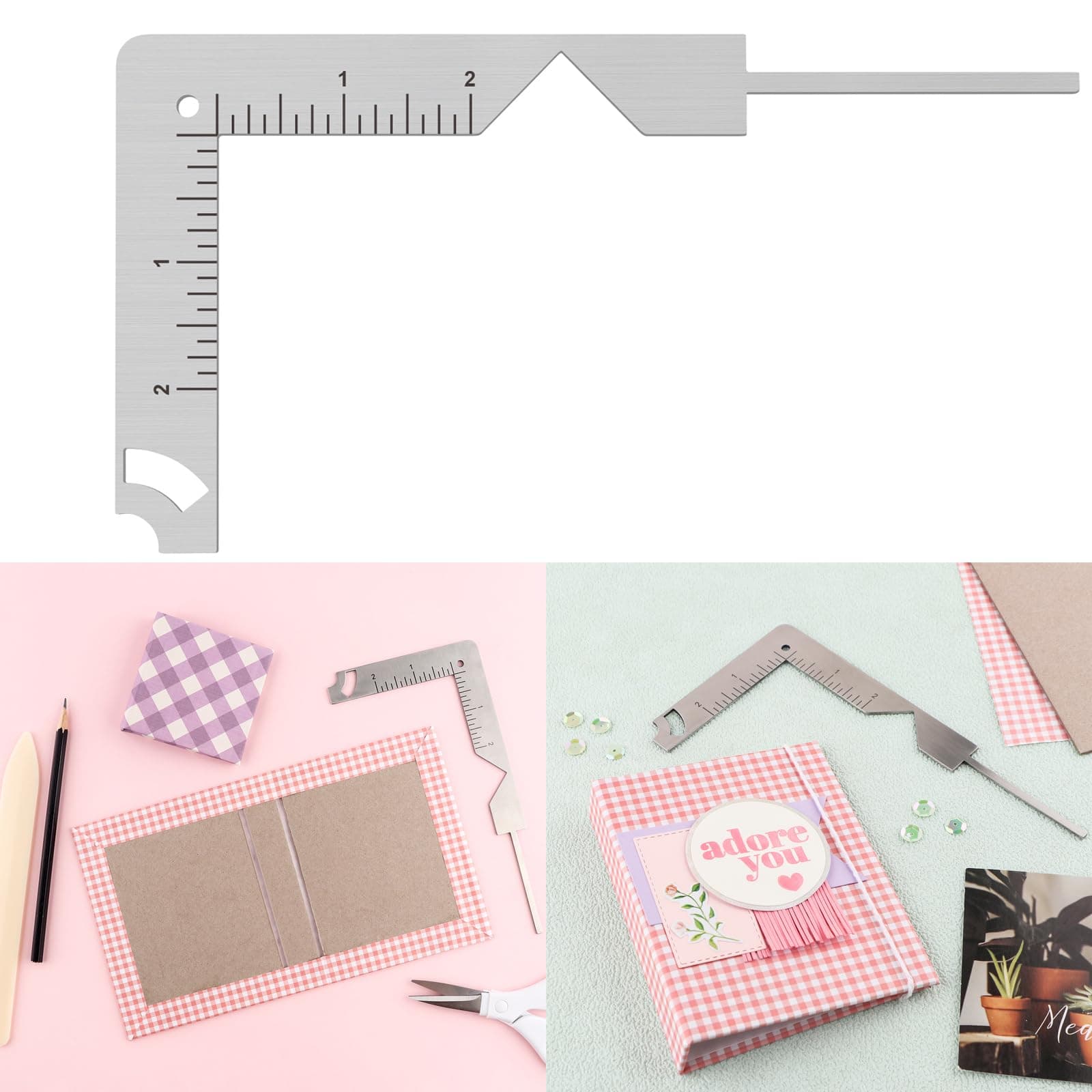 CYFUN DESIGN 5-in-1 Book Cover Guide, Sturdy Chipboard Covers, Bookbinding Ruler, Stainless Steel Metal Bookbinding Tool, Scrapbooking Tools for Arts & Crafts