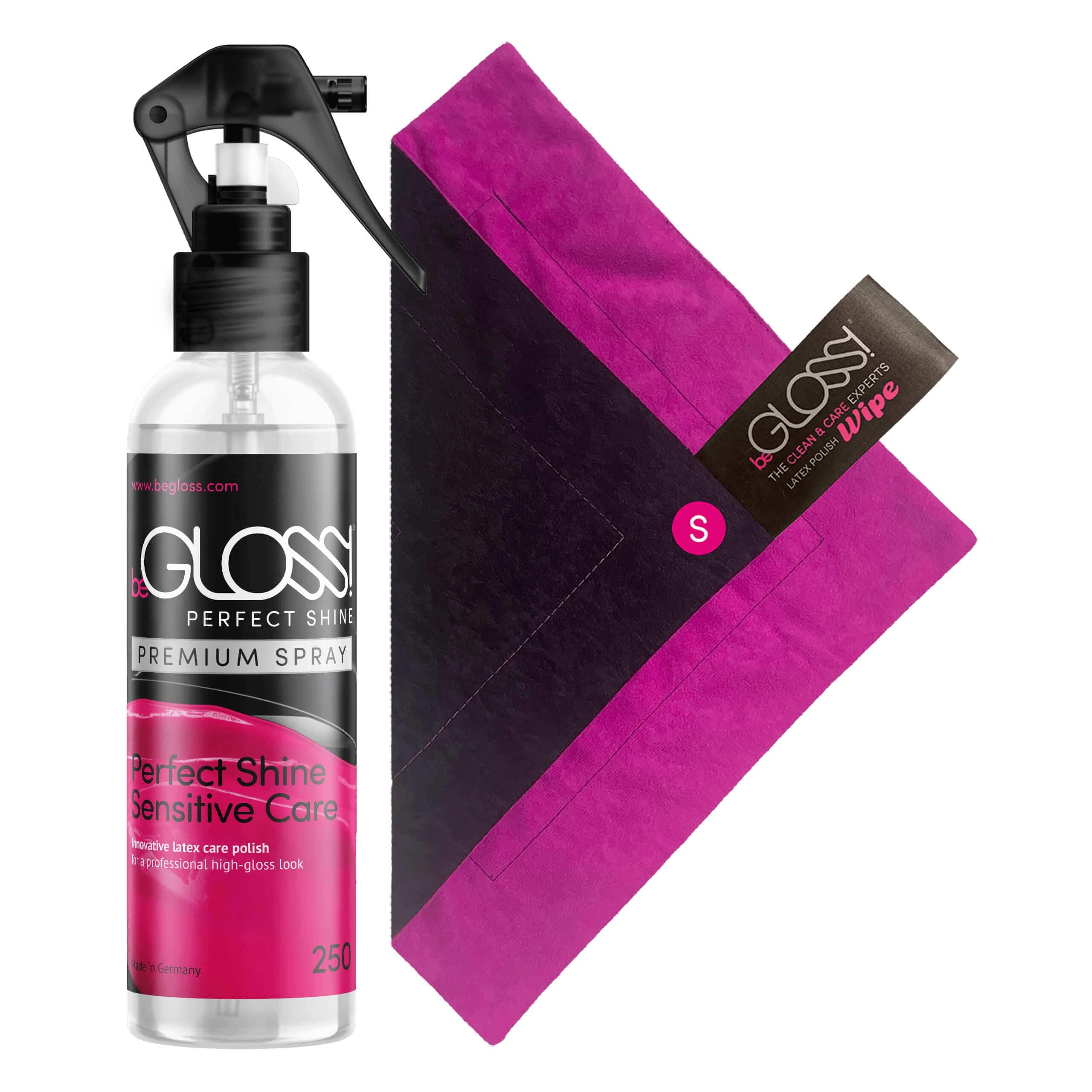Perfect Shine Premium Spray + Wipe - Latex Polish - Ultimate high Gloss Shine - The Lubricant for The Polish & Care of Rubber & Latex Garments.