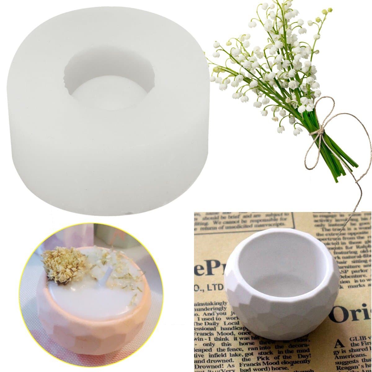 HAPYLY 3D Handmade Silicone Candle Soap Bottle Mold Succulent Planter Flower Pot Silicone Mold DIY Ashtray Candle Holder Mould
