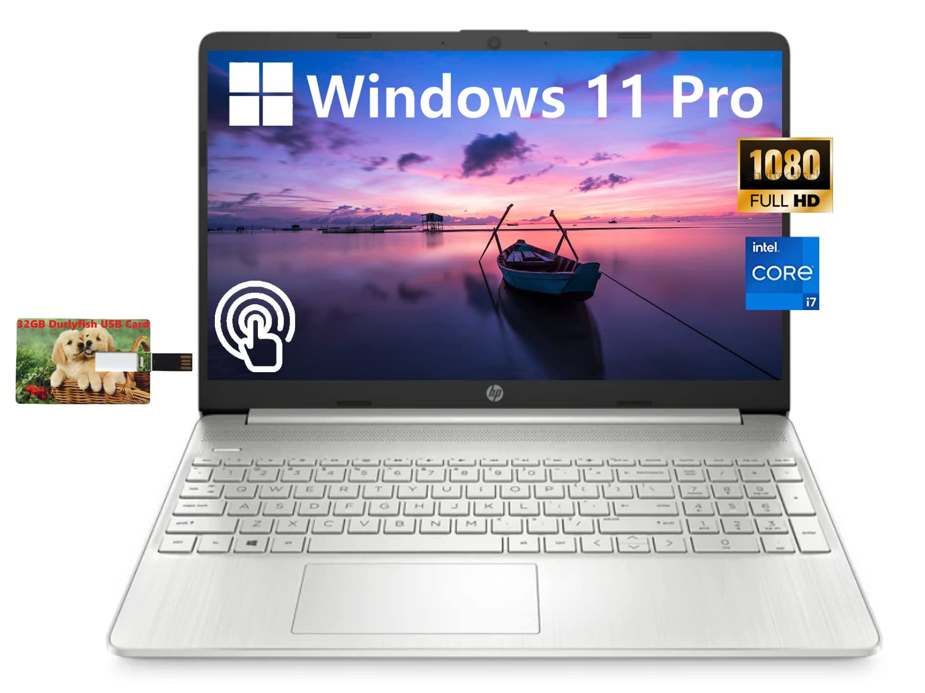 HP 15.6 Inch FHD Touchscreen IPS Display Business Laptop, Intel Core i7-1165G7, Windows 11 Pro, 16GB RAM, 512GB SSD, Intel Iris Xe Graphics, Webcam, WiFi, HDMI, Long Battery Life, PCM