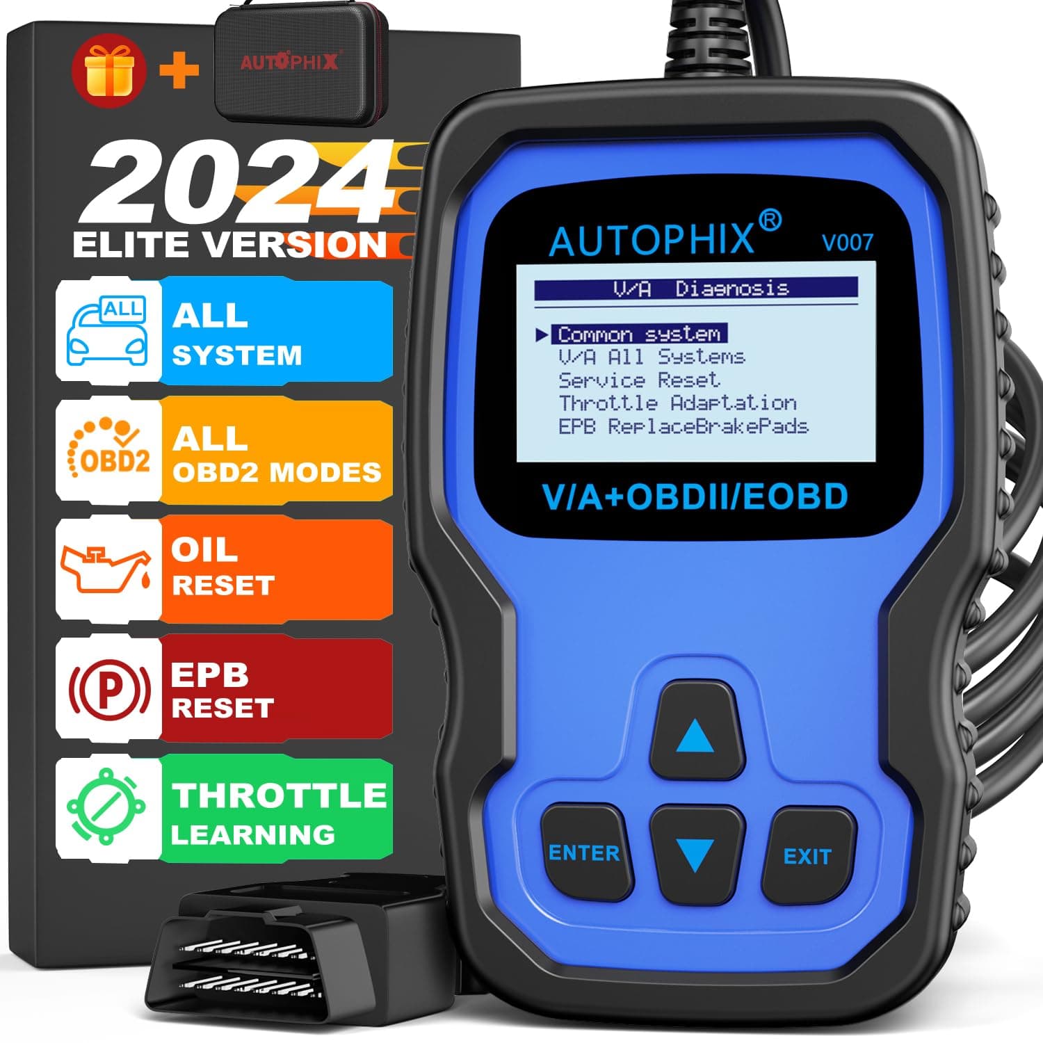 – V007 OBD2 Scanner Compatible with Volkswagen VW Audi Skoda Seat, Car Diagnostic Tool with Engine ABS Airbag Transmission Code Reader Throttle Adaptation TP Position Check Oil Brake Pad Reset