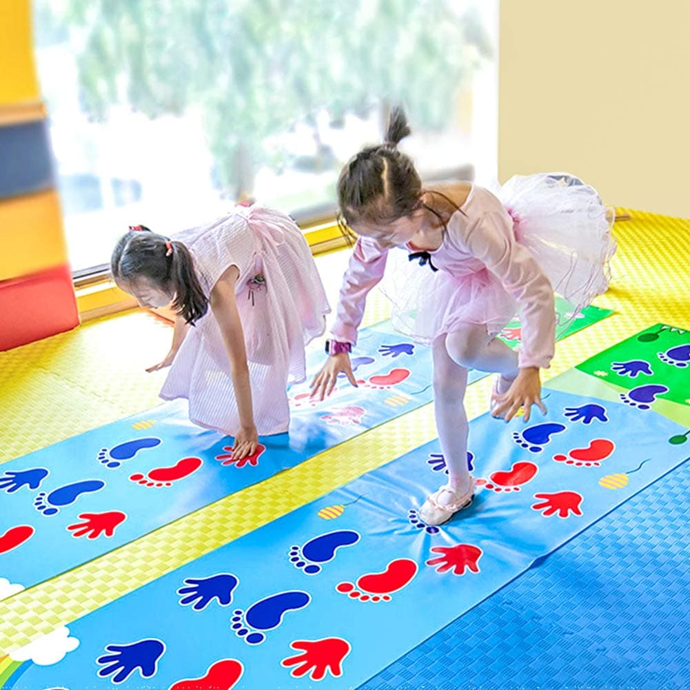 Kid Hopscotch Play Mat Carpet Baby Sport Jumping Rug Lattice Kindergarten Team Game Pad Playroom Early Childhood Fun Toy Children Indoor Outdoor Toddlers Sports Toys Age for 4 5 6 Year Old