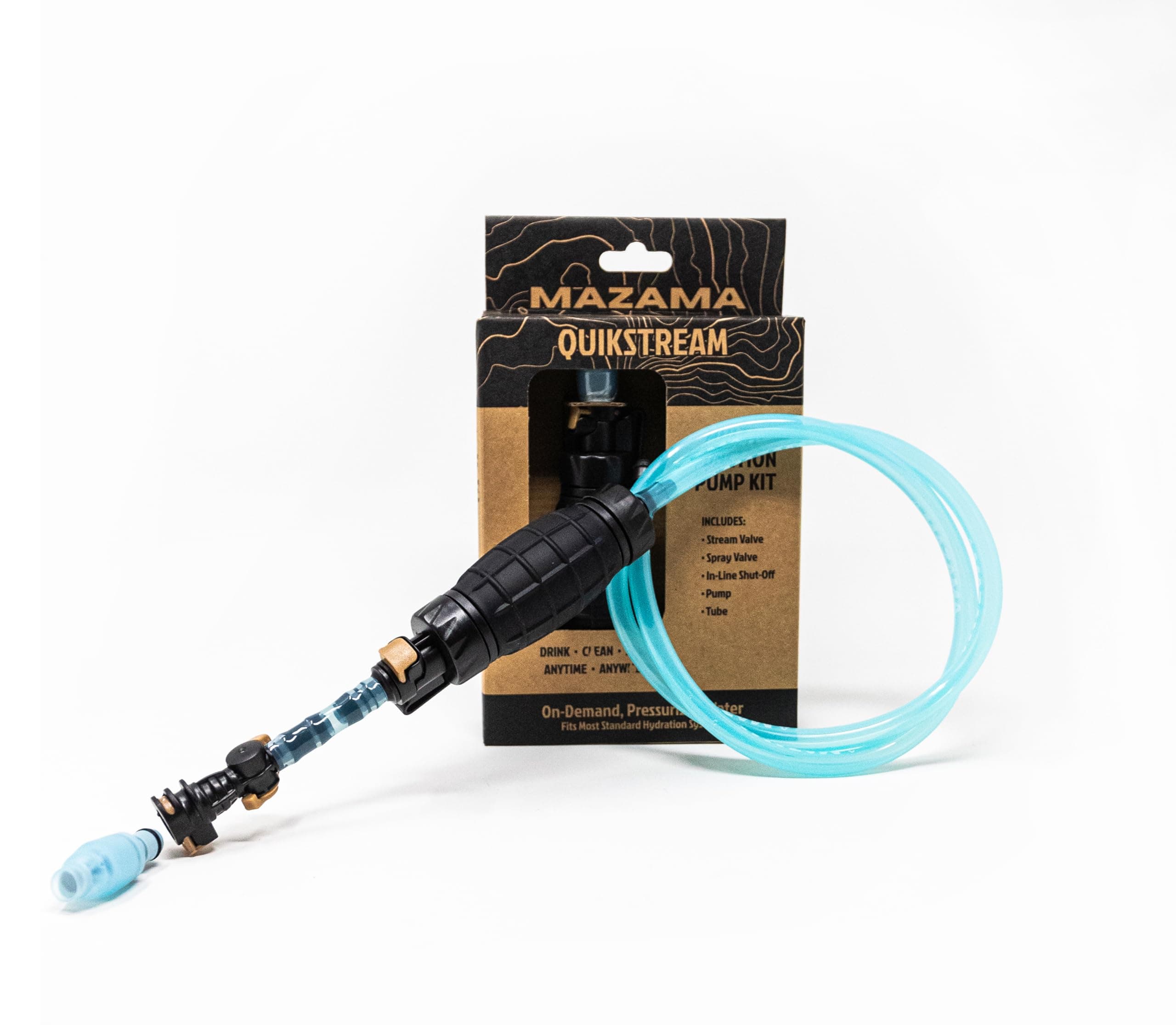 Mazama QuikStream Multi-Function Hydration Pump Kit – Pressurized Water System for Sharing, Cleaning & Cooling. Rinse Gear, Dishes, Pets, Sand & More. Fits Most Reservoirs. Squirt or Spray on Demand!