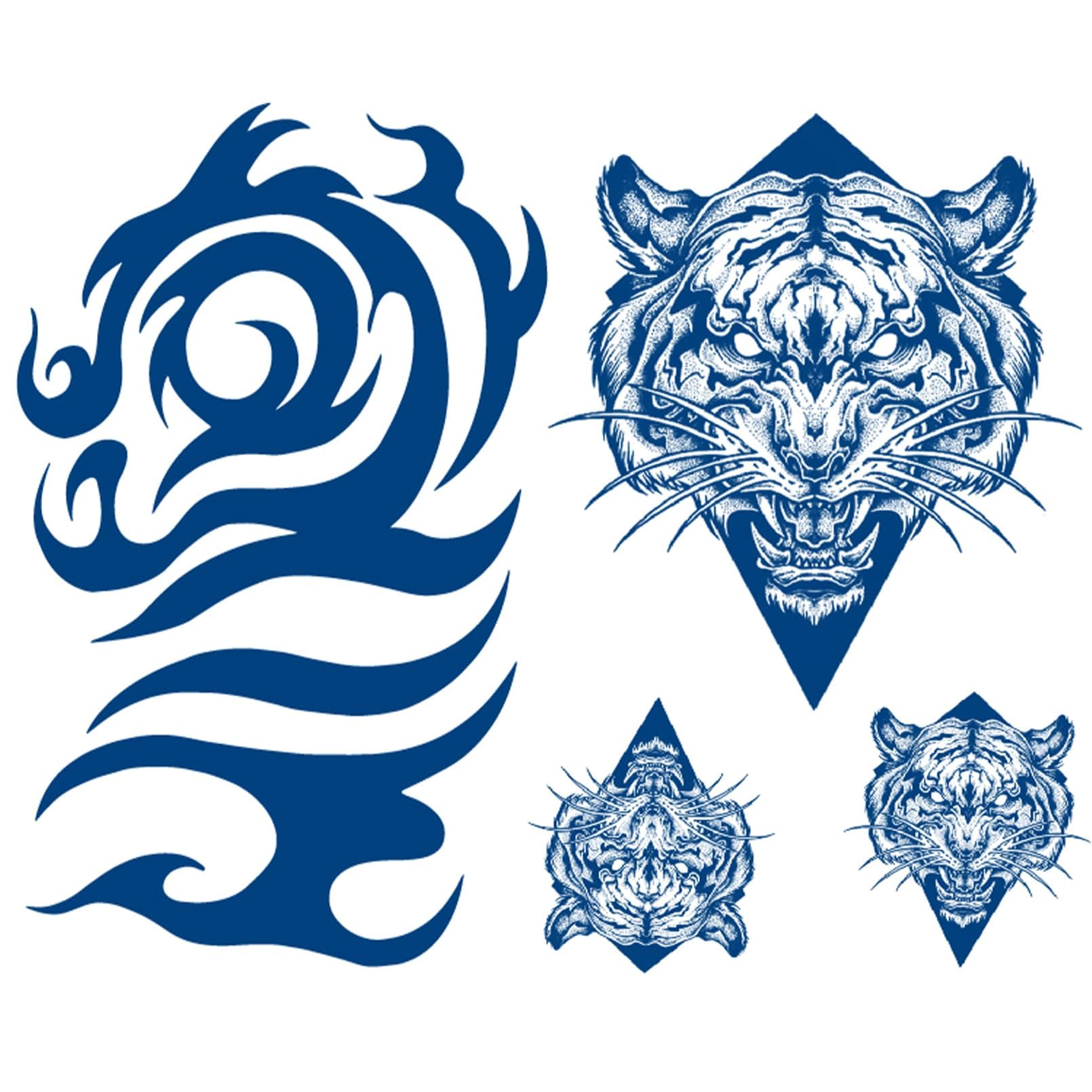 Realistic Temporary Tattoos for Women & Girls,Premium Semi-Permanent Tattoo Waterproof & Long-Lasting,2 Weeks Tattoos,Lifelike Fake Tattoo Stickers Dark Blue