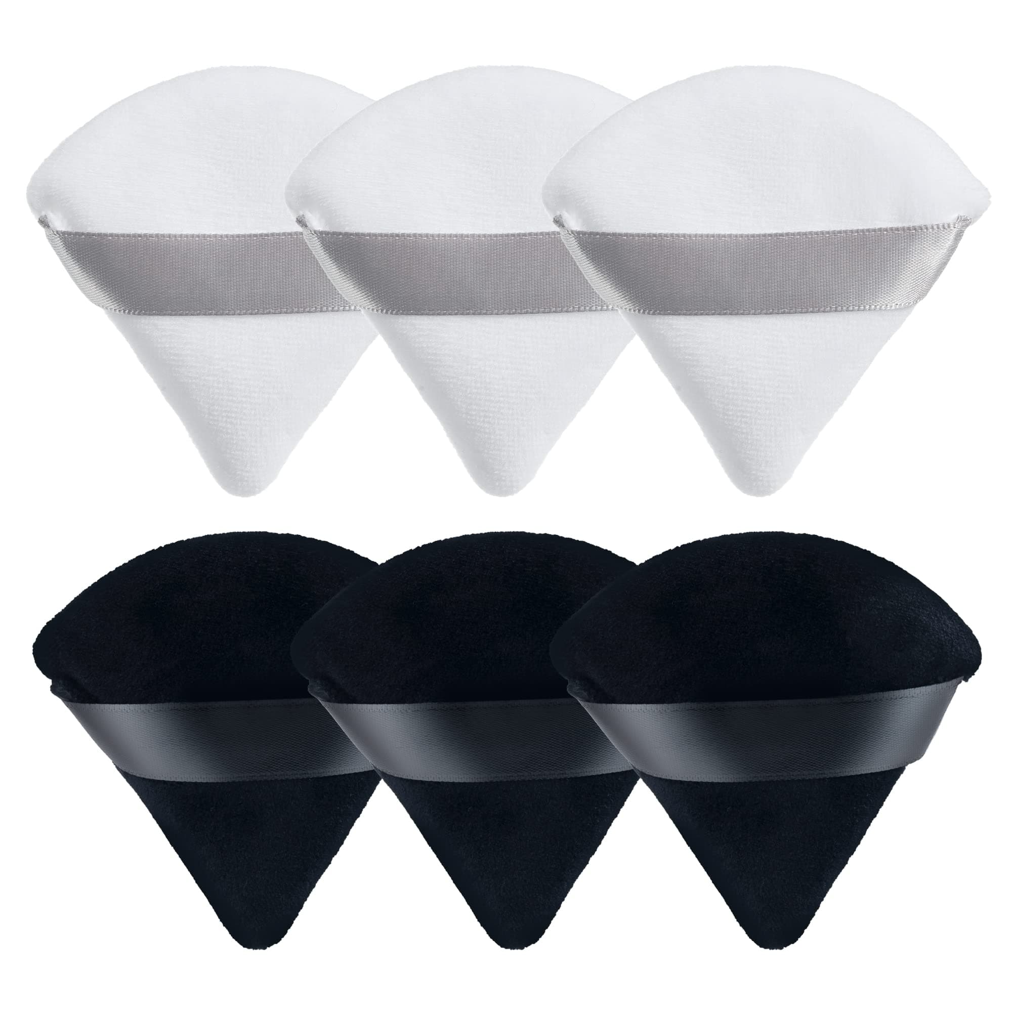 MOTZU 6 Pieces Powder Puff for Face Powder, Triangle Makeup Puff, Cotton Velour Triangle Face Puffs for Setting, Contouring, Under Eyes, and Corners, 2.76-inch Normal Size, with Strap, Beauty Tool