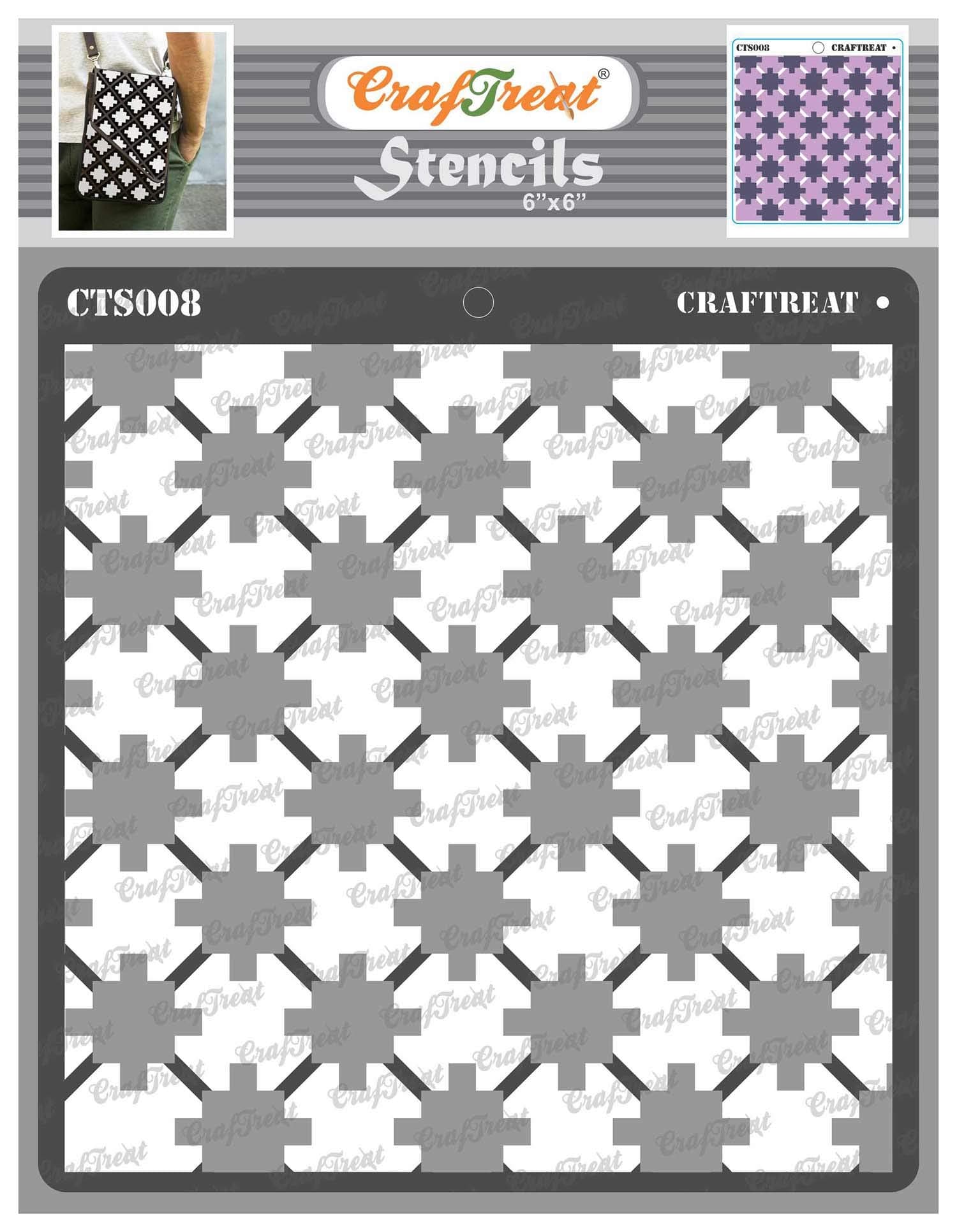 CrafTreat Reusable Geometric Stencils for Painting on Wood, Wall, Tile, Canvas, Paper, Fabric and Floor - 2 Step Criss Cross Stencil - 2 Pcs - 6x6 Inch - DIY Art and Craft Stencils - Layered Stencil