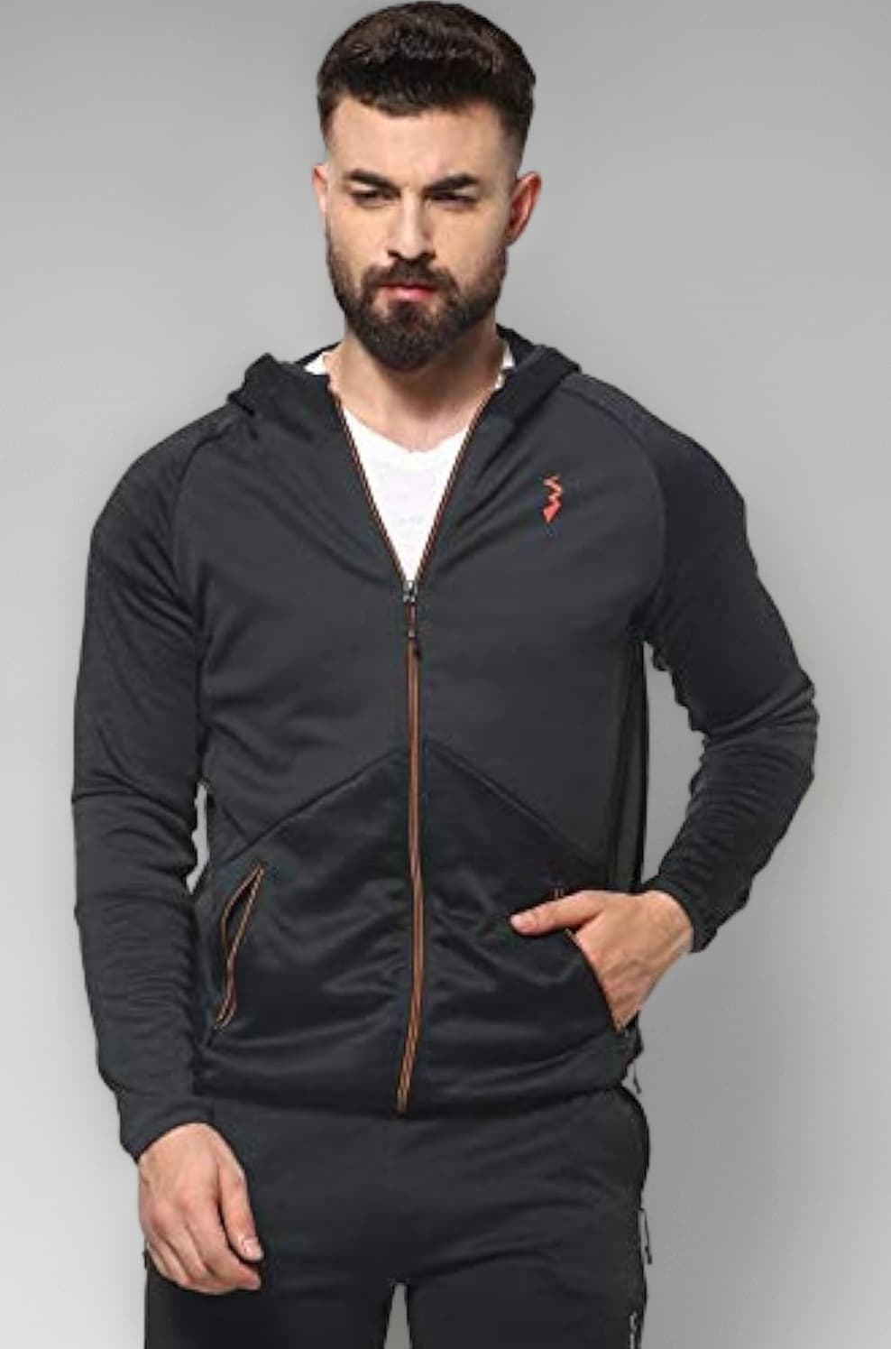 Men Active Sports Wear Jacket with Hooded Collar, Dri-Fit, Long Sleeves, Track Zipper Closure, Gym, Running & Travel Upper Wear Jackets Crafted with Comfort Fit & High Functionality