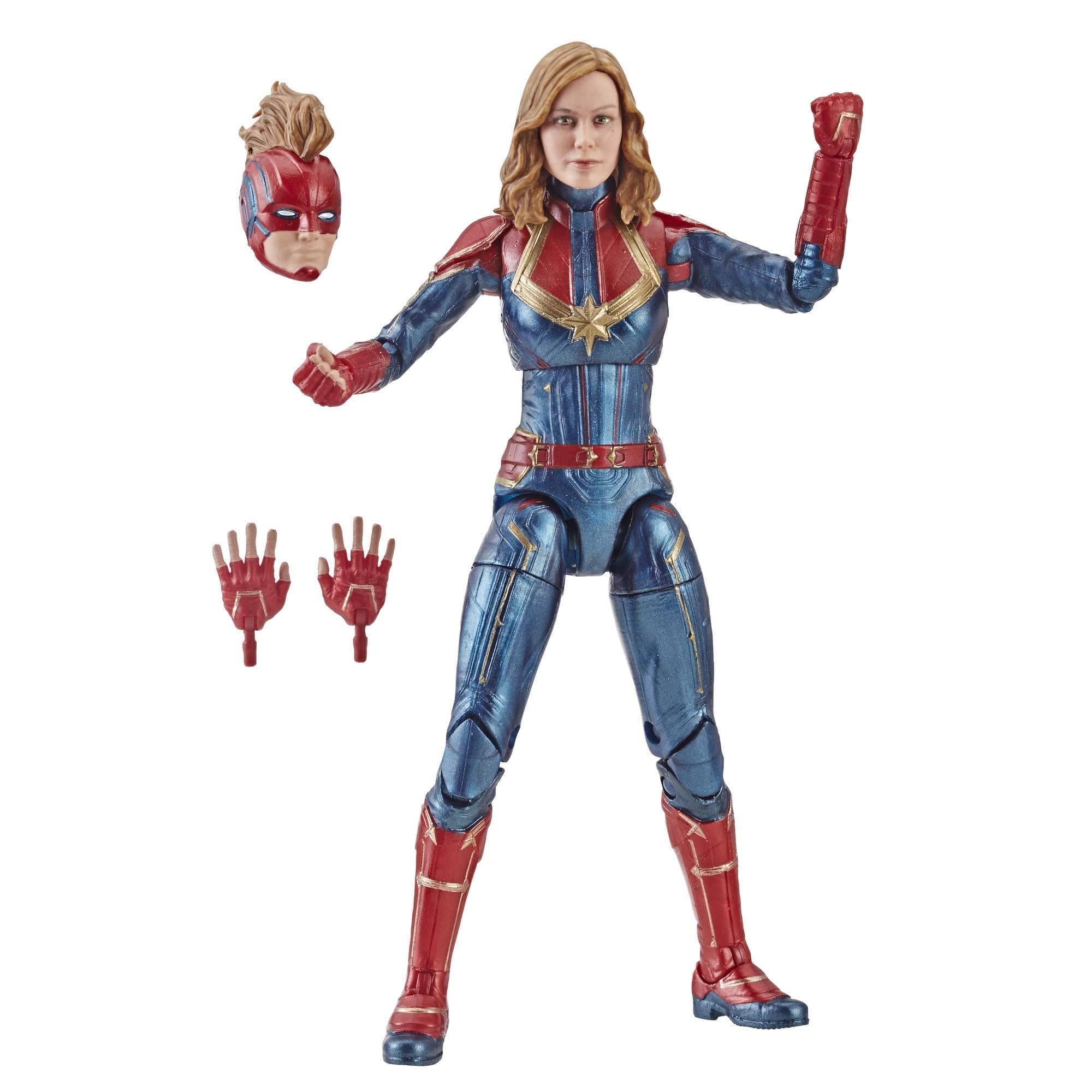 Captain Marvel 6-inch Legends Captain in Costume Figure for Collectors, Kids, and Fans