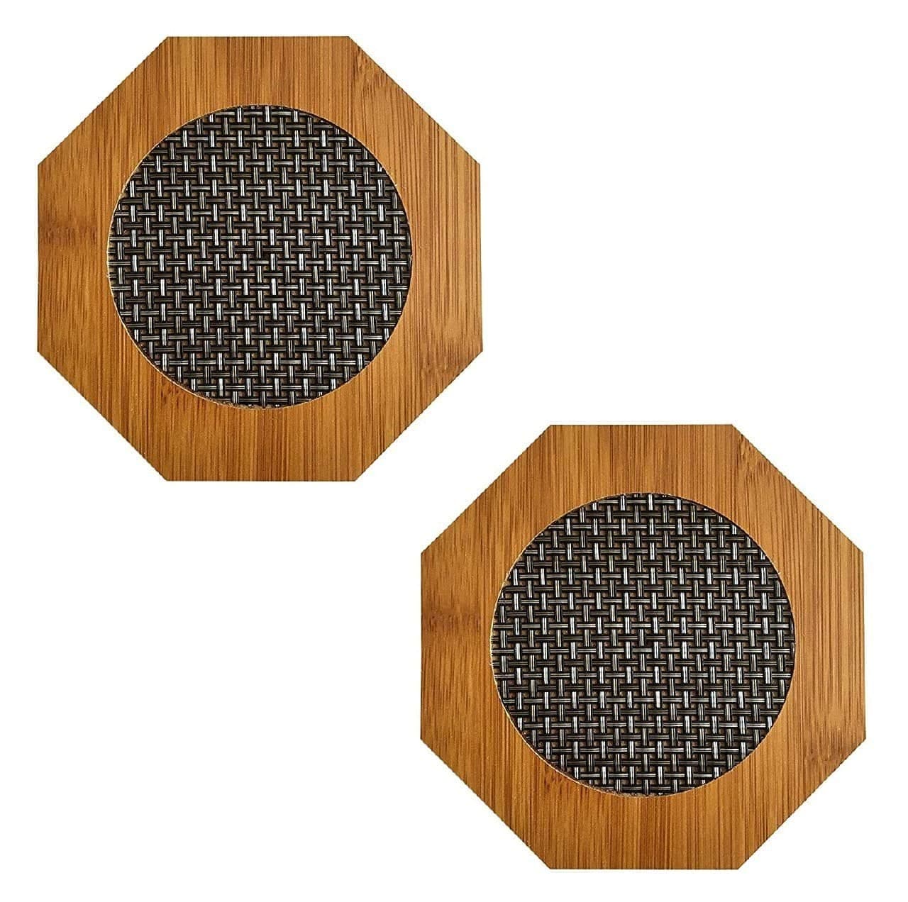 MagicBoxWooden Design Hexagonal Kitchen Bamboo Pan Pot Holder Heat Insulation Hot Coffee Bowl Tea Cup for Office Home Kitchen, Hot mats for Dining Table, Crafted Wooden Coasters Set (Pack of 2)