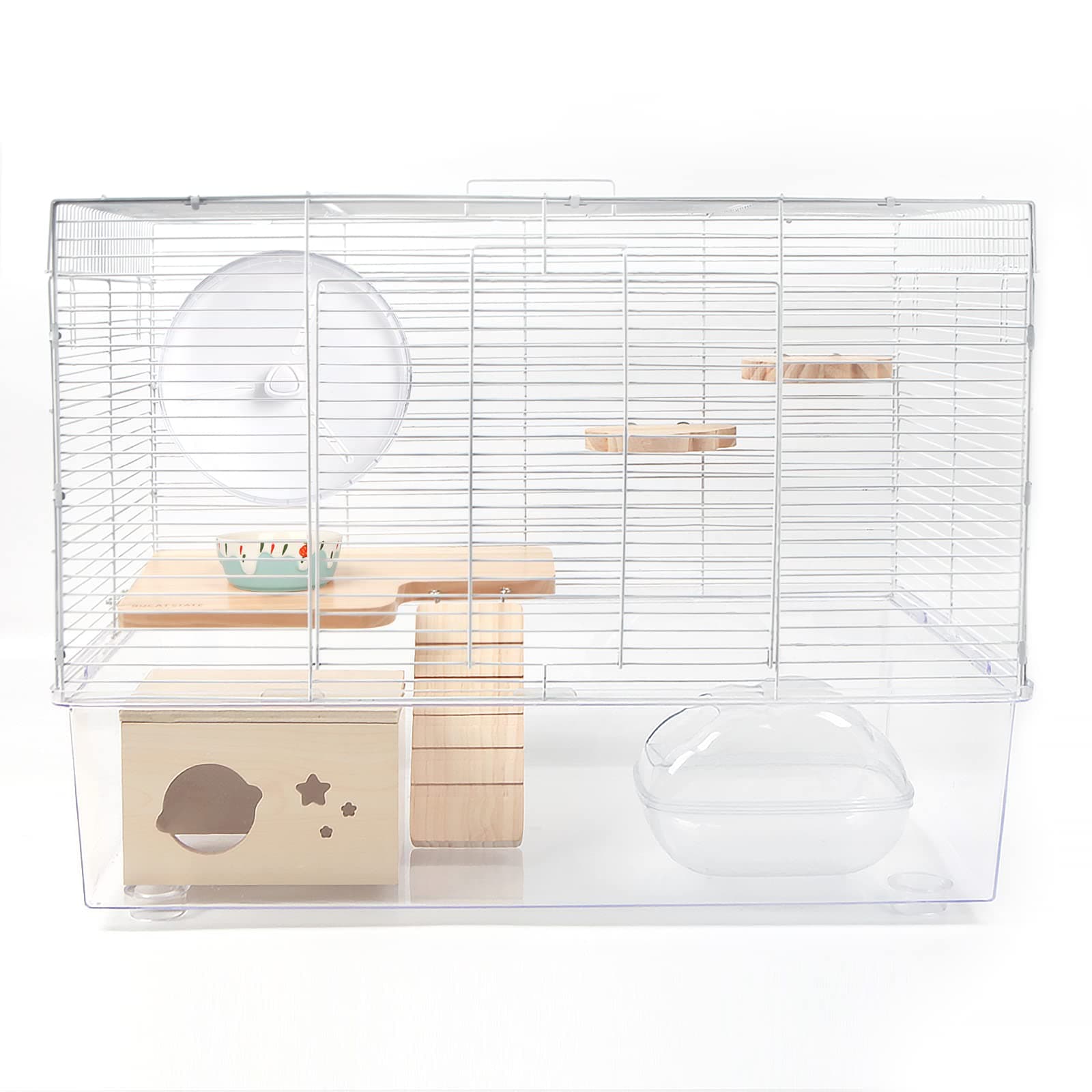 BUCATSTATE Hamster Cage 3-Level with Accessories, Includes Free Exercise Wheel, Water Bottle, Food Bowl & Hamster Hideout, Large Hamster Cage for Dwarf Hamster, Mice, Degus (24.4" L*13.7 "W*16.9" H)