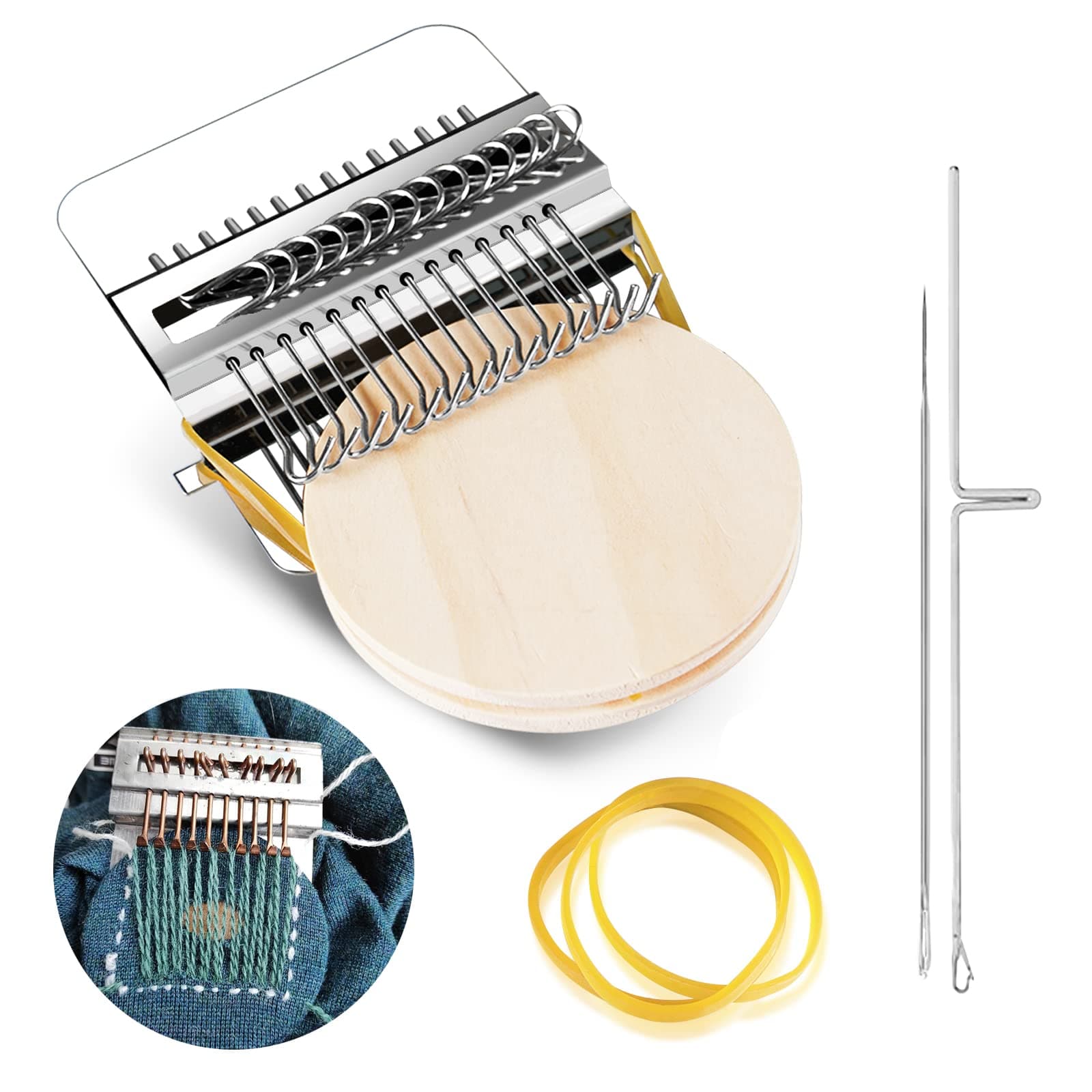 NEWHOMESTYLE Small Loom-Speedweve Type, Household Fun DIY Craft Wooden Weaving Loom Knitting Machine, Darning Weave Tool for Knitting and Repairing (14 Hook)