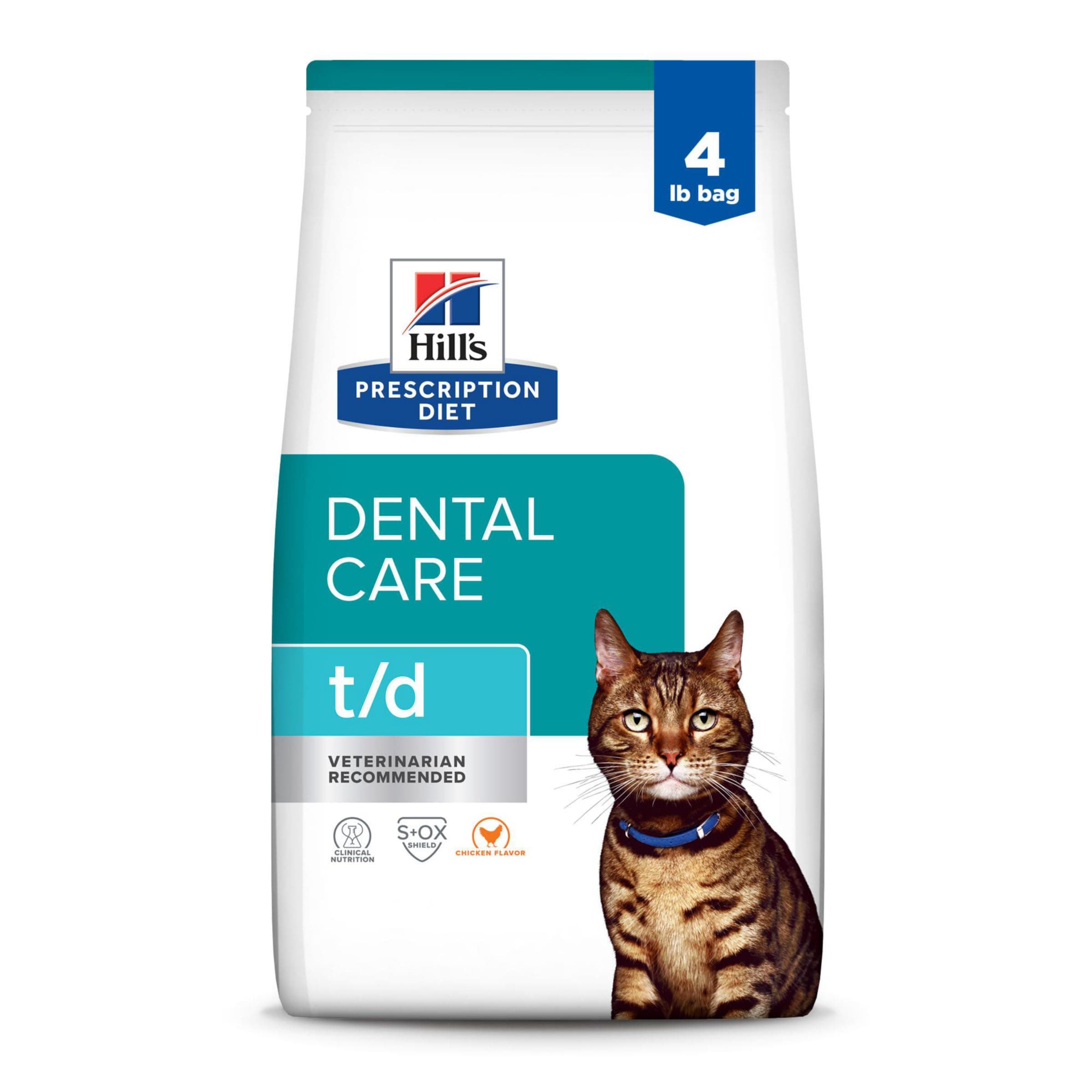t/d Dental Care Dry Cat Food, Chicken, 4 lb. Bag