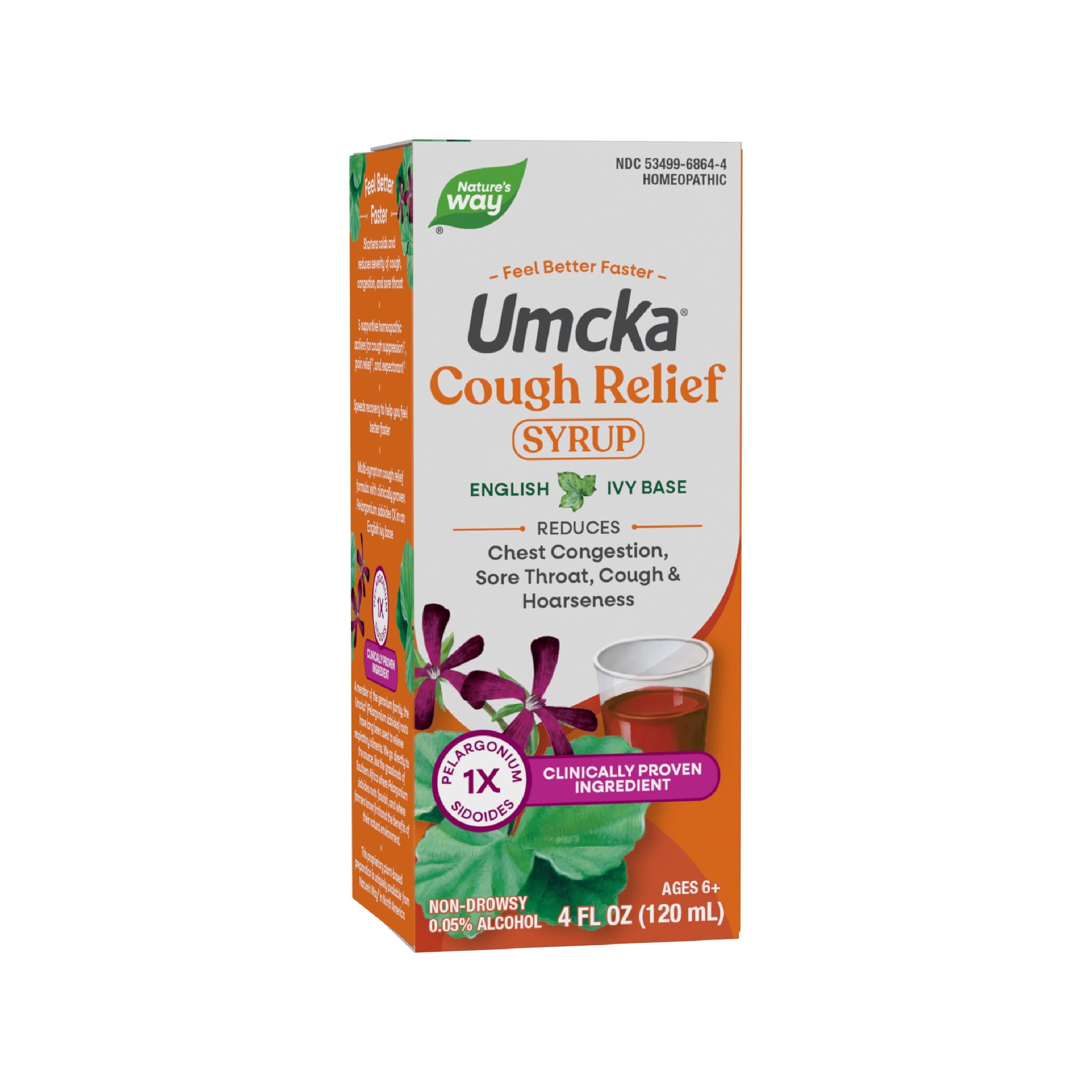 Umcka Cough Relief Syrup, Chest Congestion, Sore Throat, Cough, Hoarseness, Phenylephrine Free, Homeopathic, Non-Drowsy, 4 Fl Oz