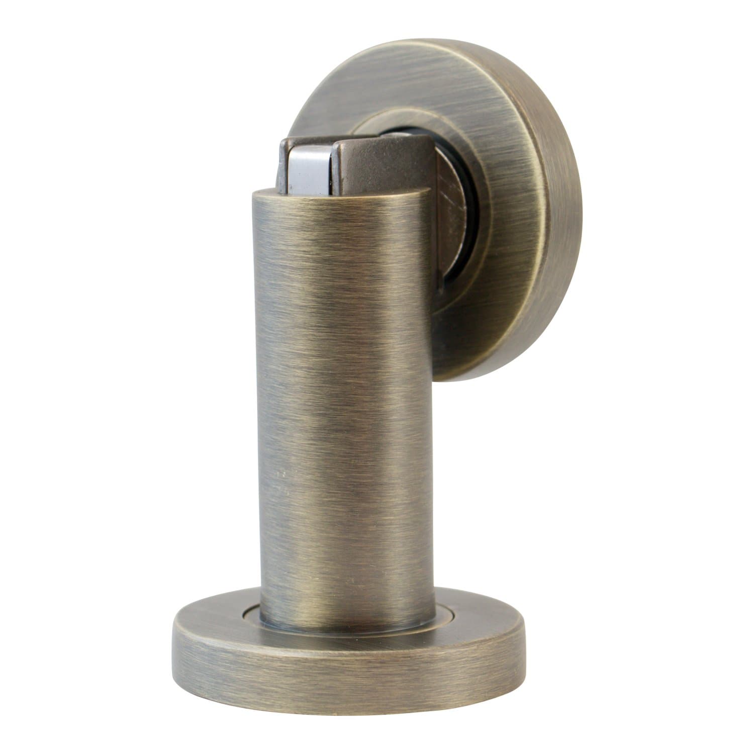 Magnetic Door Stop - Antique-Look Stainless Steel Door Stopper incl. Fixing Material - Floor and Wall Mounting ø5cm H: 8.4cm
